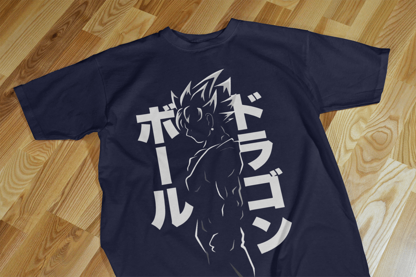 VEnhance T-Shirt Anime Dragon Ball Graphic, Japanese Text Design, Navy Blue, Cotton
