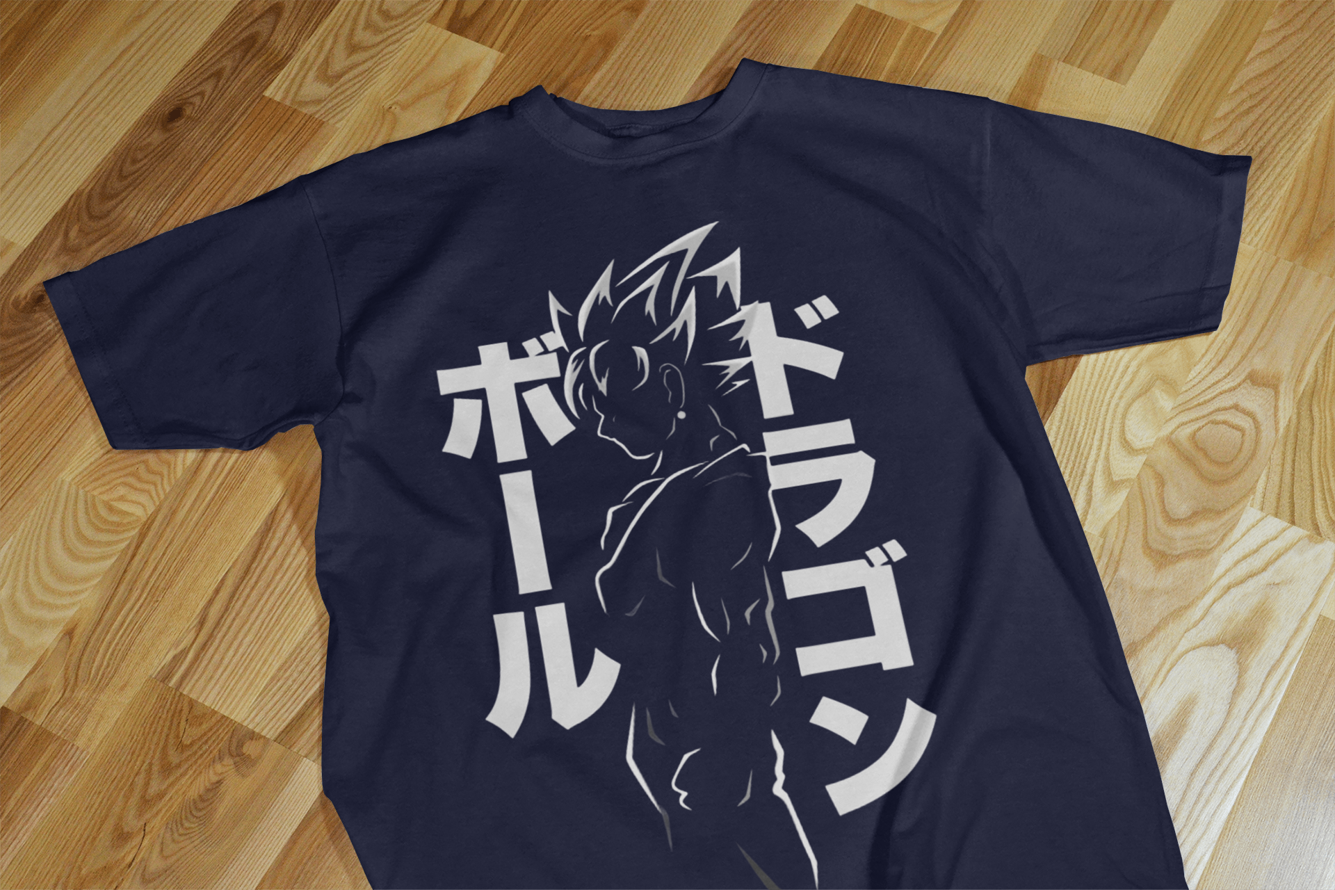 VEnhance T-Shirt Anime Dragon Ball Graphic, Japanese Text Design, Navy Blue, Cotton