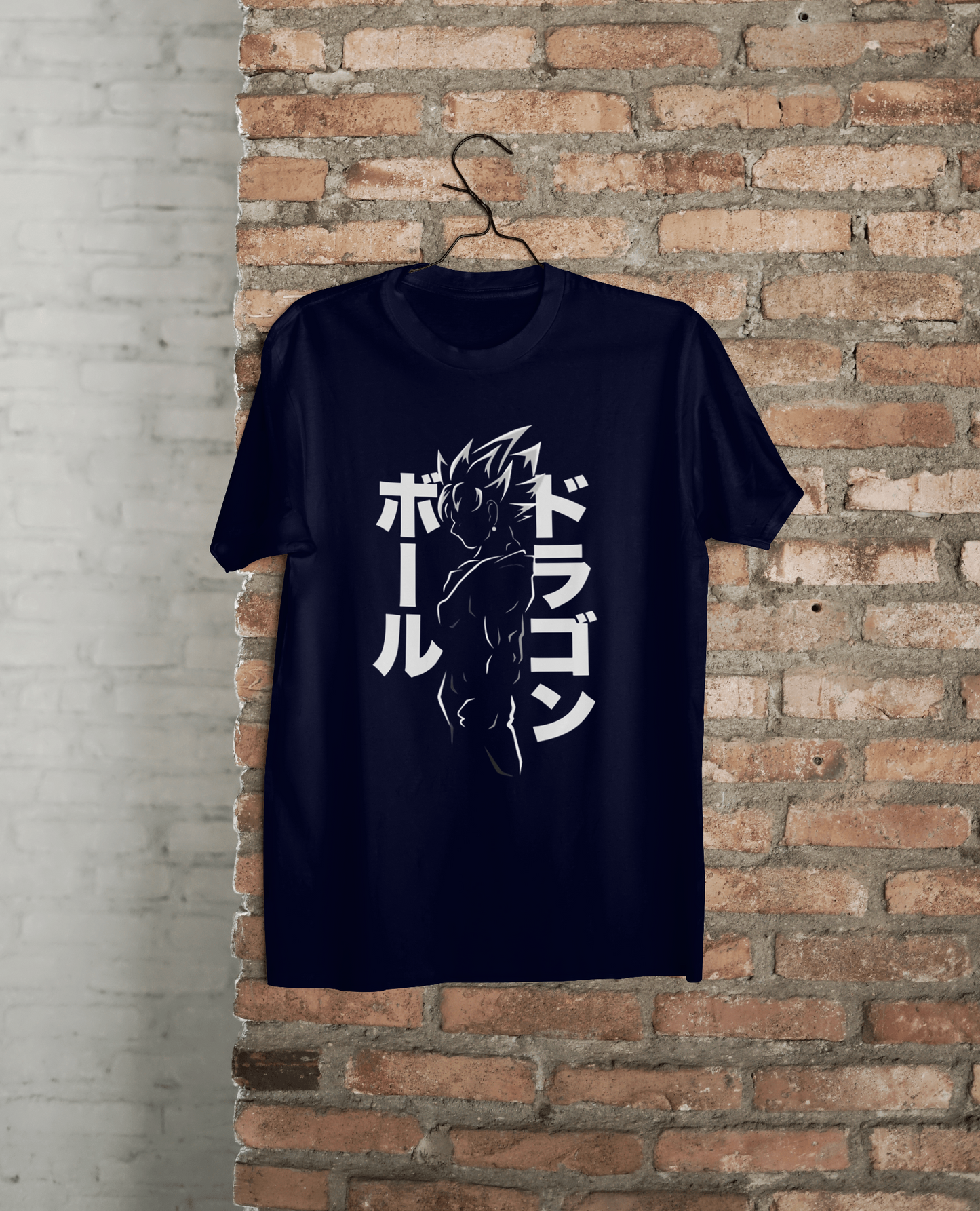 VEnhance T-Shirt Anime Dragon Ball Graphic, Japanese Text Design, Navy Blue, Cotton