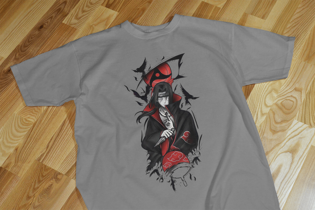 VEnhance T-Shirt Anime Character Graphic, White Cotton, Crow Design, Short Sleeve