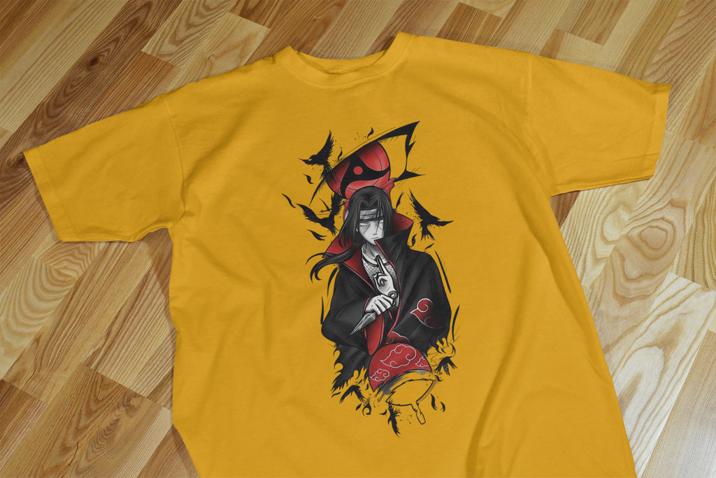 VEnhance T-Shirt Anime Character Graphic, White Cotton, Crow Design, Short Sleeve