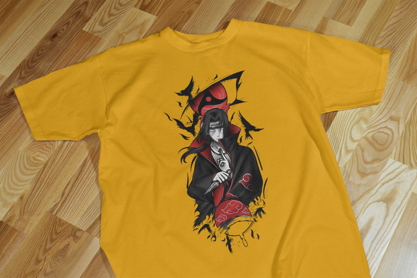 VEnhance T-Shirt Anime Character Graphic, White Cotton, Crow Design, Short Sleeve