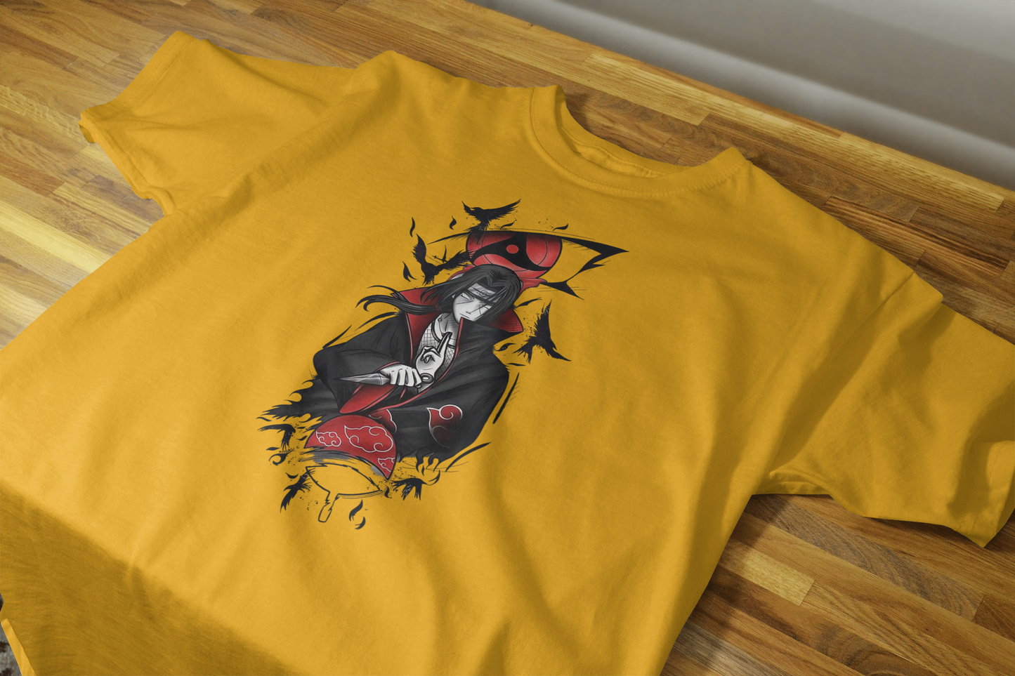 VEnhance T-Shirt Anime Character Graphic, White Cotton, Crow Design, Short Sleeve