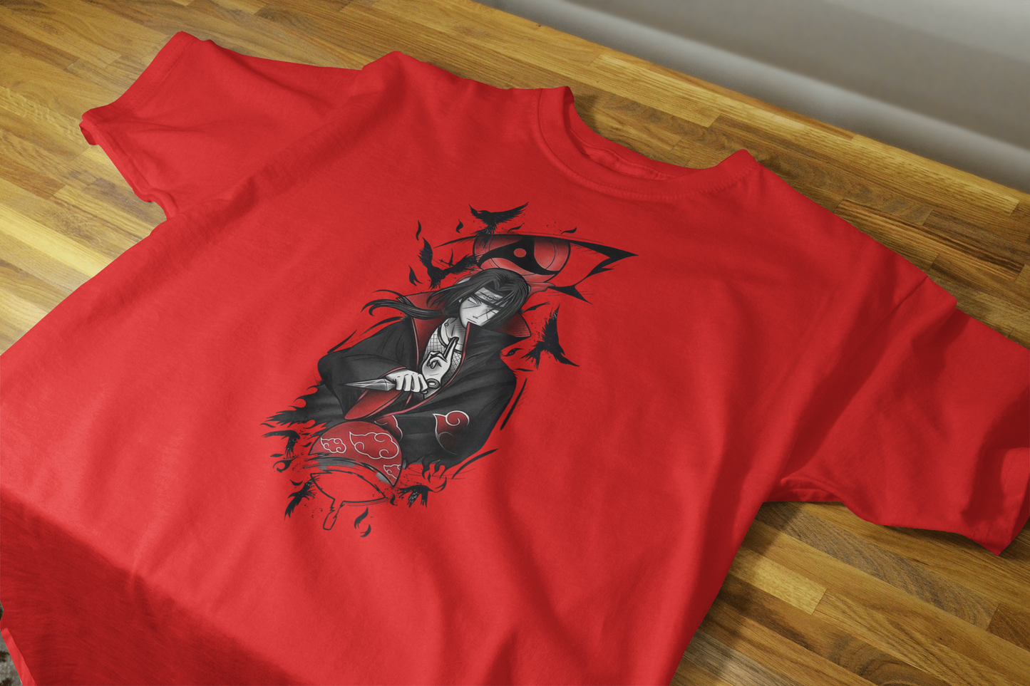 VEnhance T-Shirt Anime Character Graphic, White Cotton, Crow Design, Short Sleeve