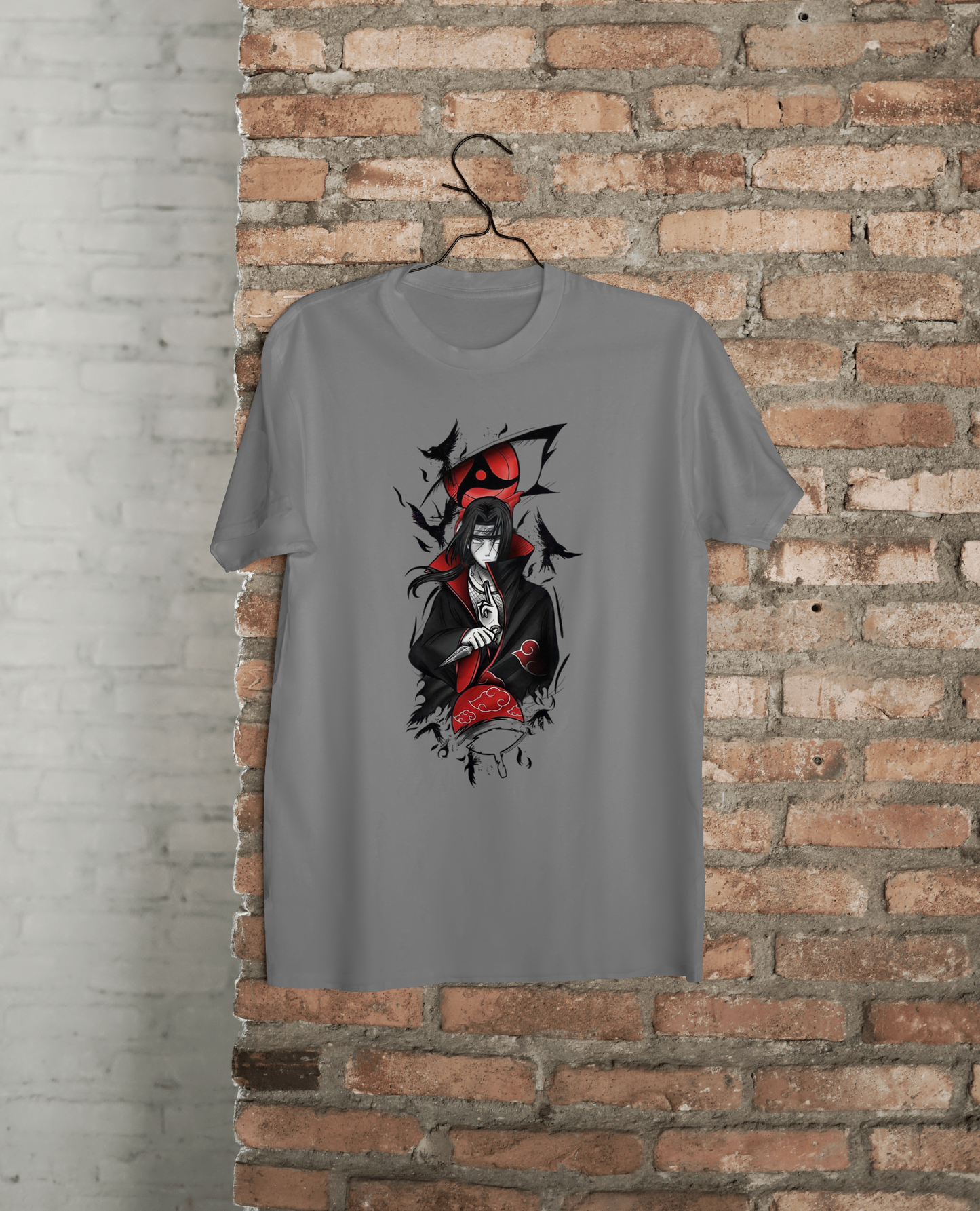 VEnhance T-Shirt Anime Character Graphic, White Cotton, Crow Design, Short Sleeve