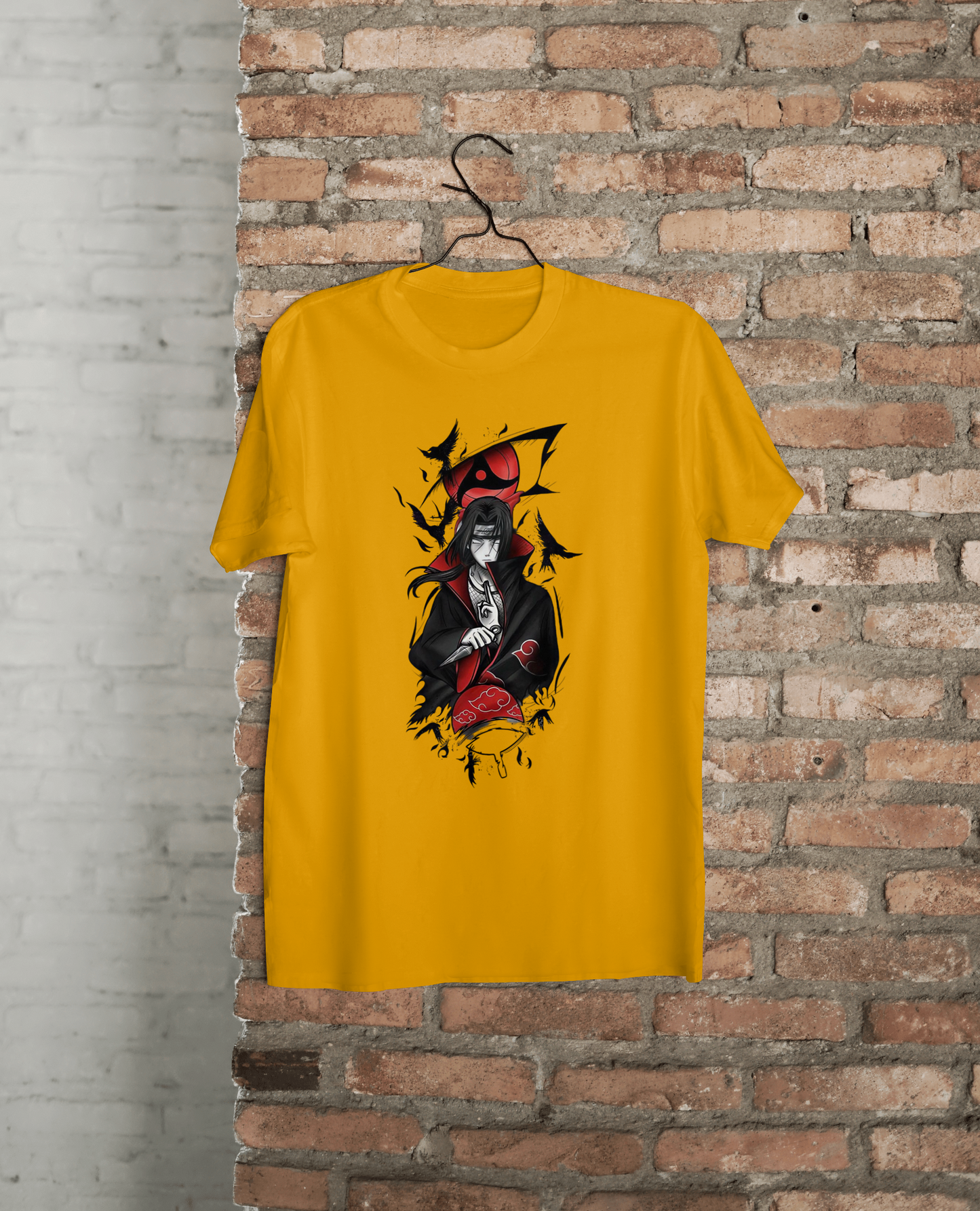 VEnhance T-Shirt Anime Character Graphic, White Cotton, Crow Design, Short Sleeve