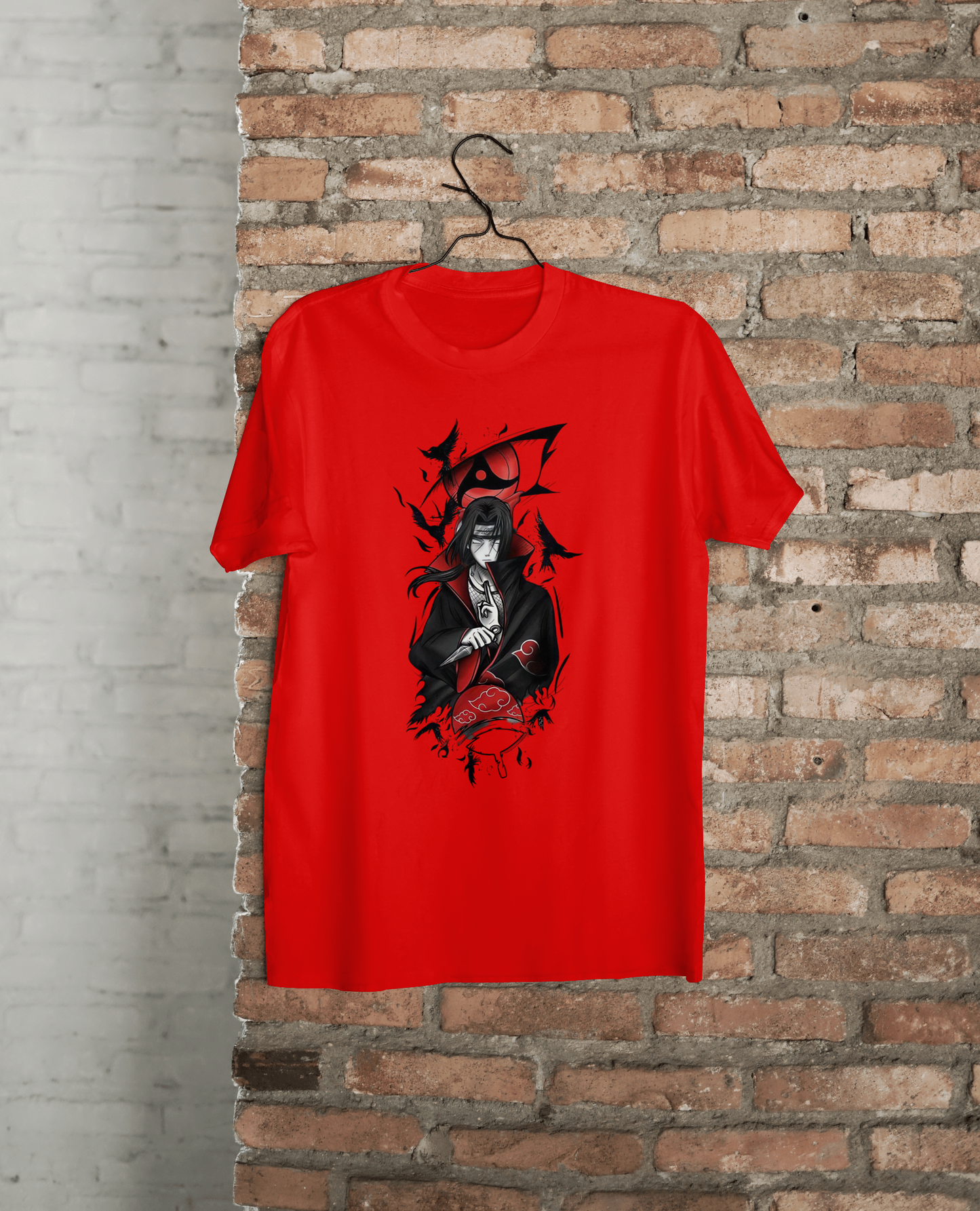 VEnhance T-Shirt Anime Character Graphic, White Cotton, Crow Design, Short Sleeve