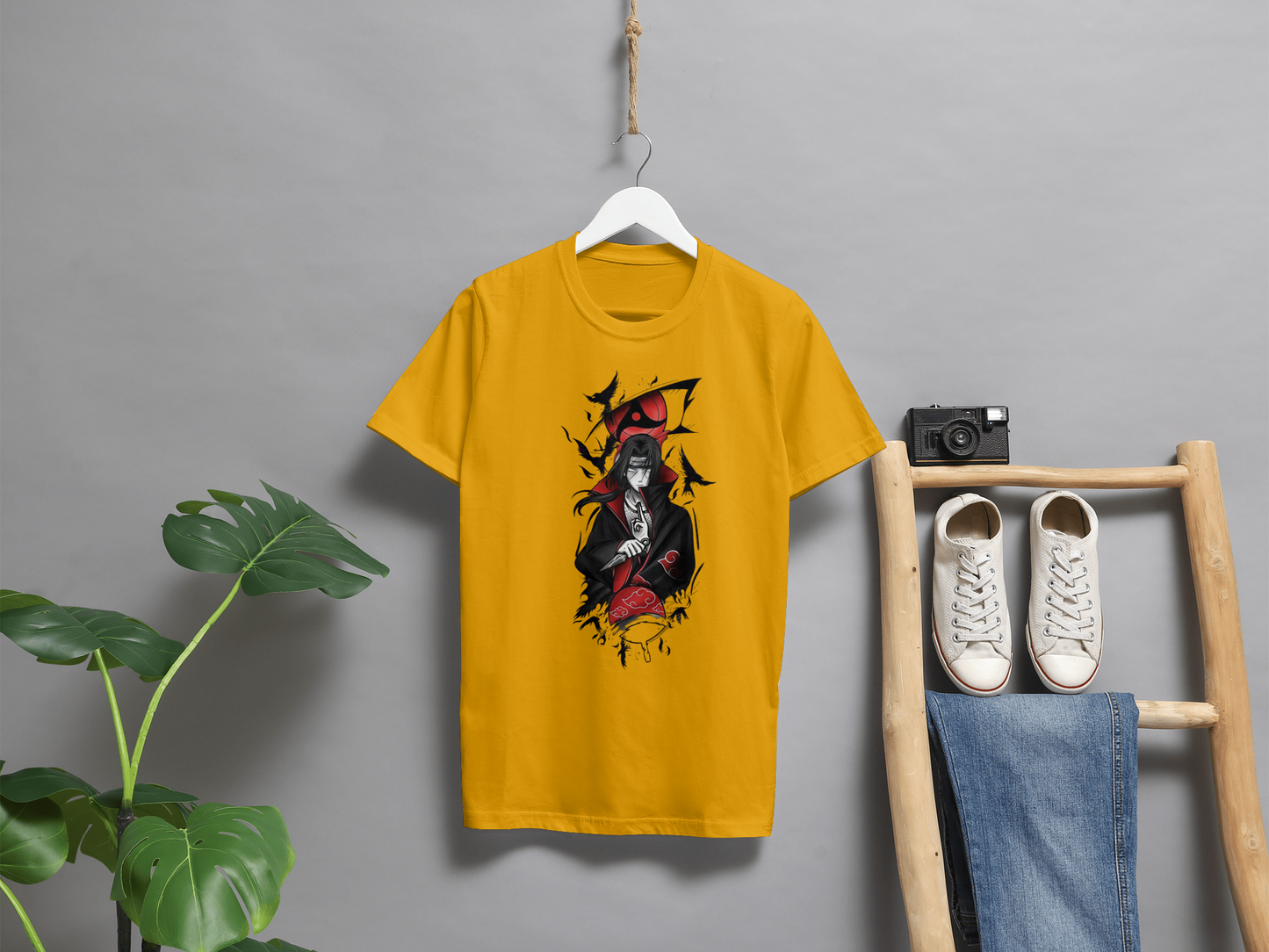 VEnhance T-Shirt Anime Character Graphic, White Cotton, Crow Design, Short Sleeve