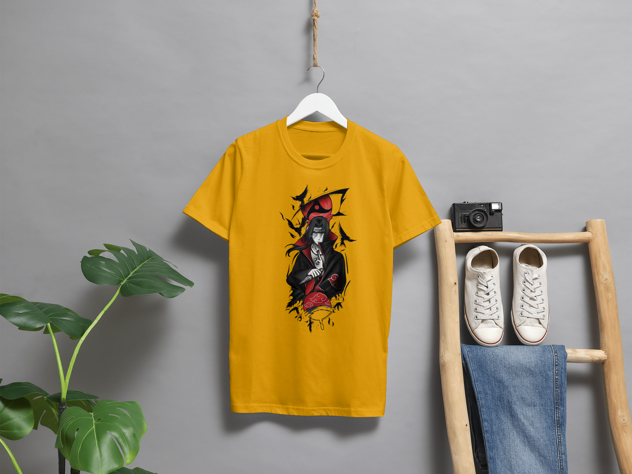 VEnhance T-Shirt Anime Character Graphic, White Cotton, Crow Design, Short Sleeve