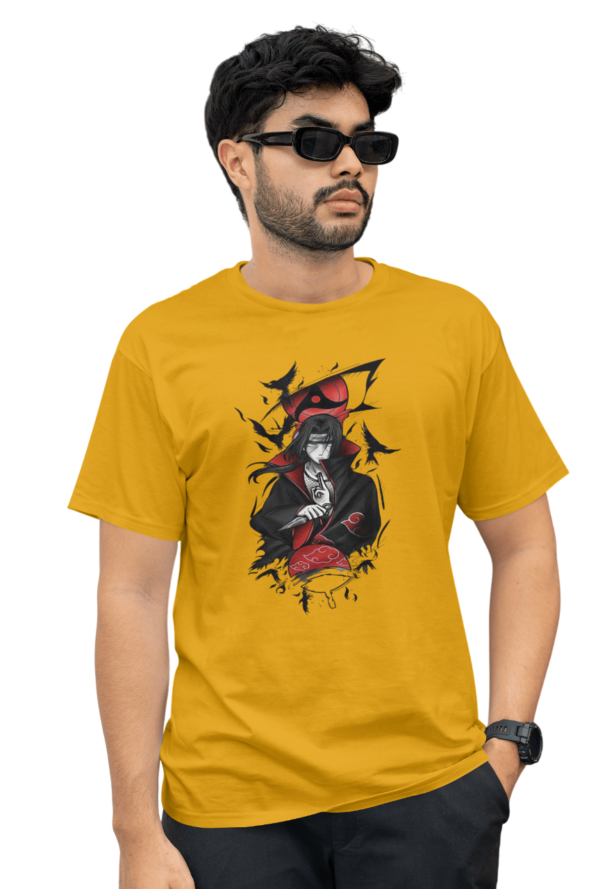 VEnhance T-Shirt Anime Character Graphic, White Cotton, Crow Design, Short Sleeve