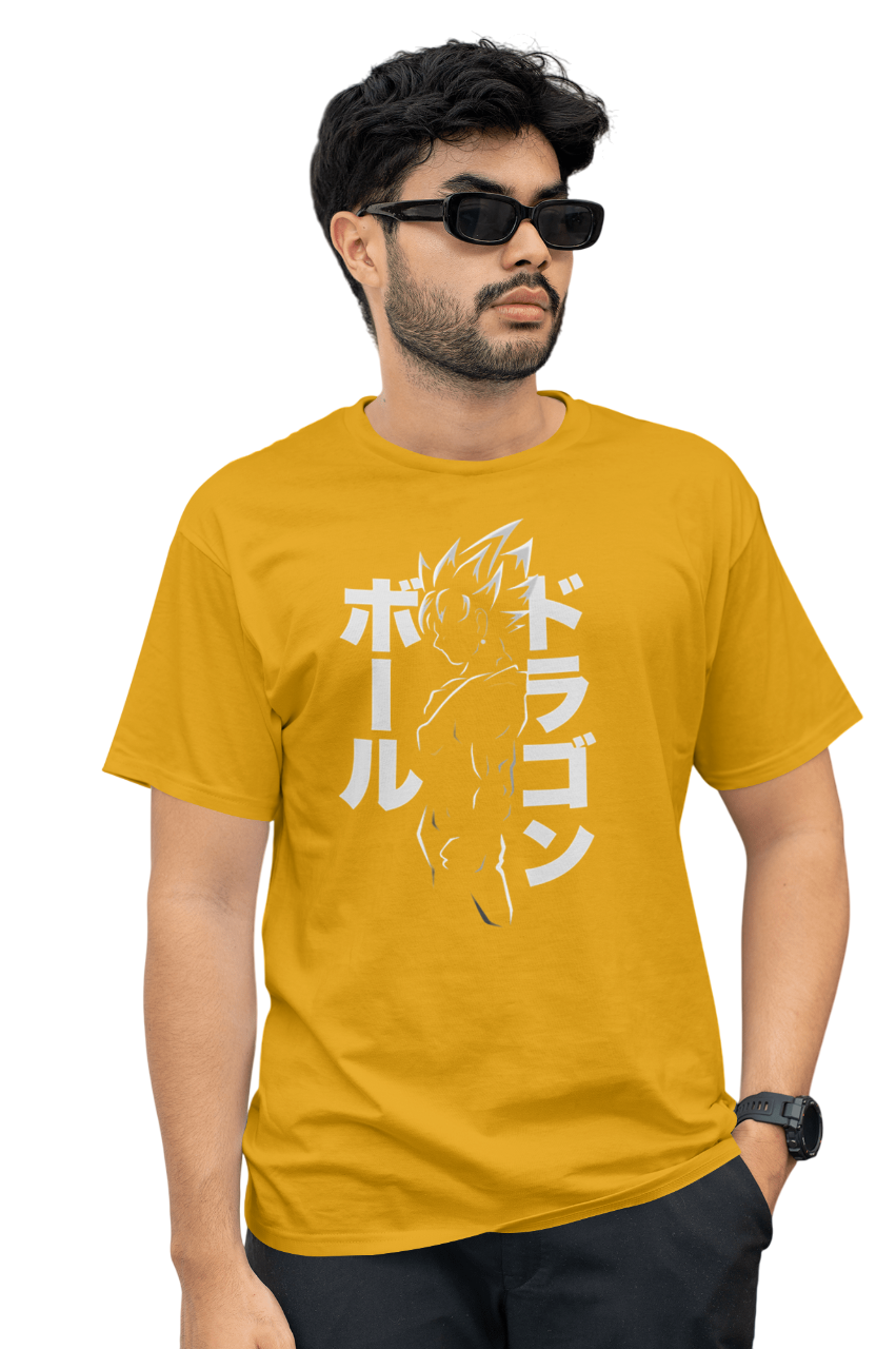 VEnhance T-Shirt Anime Dragon Ball Graphic, Japanese Text Design, Navy Blue, Cotton