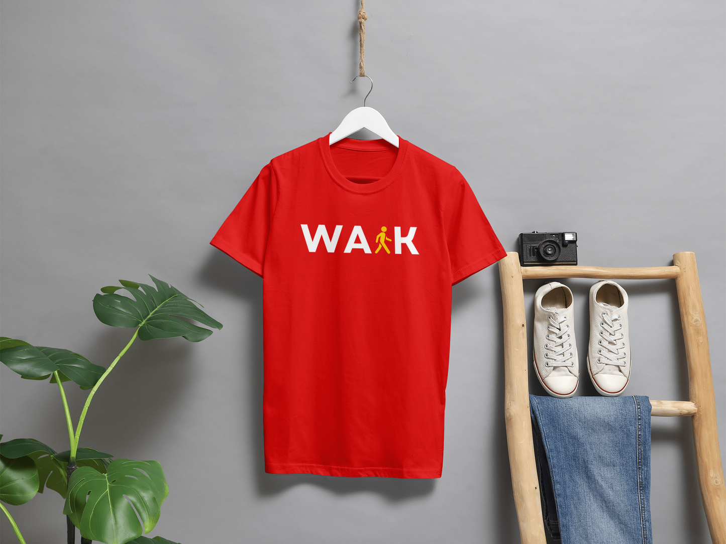 VEnhance T-Shirt Walk Graphic Print, Navy Blue, Cotton, Round Neck, Short Sleeve