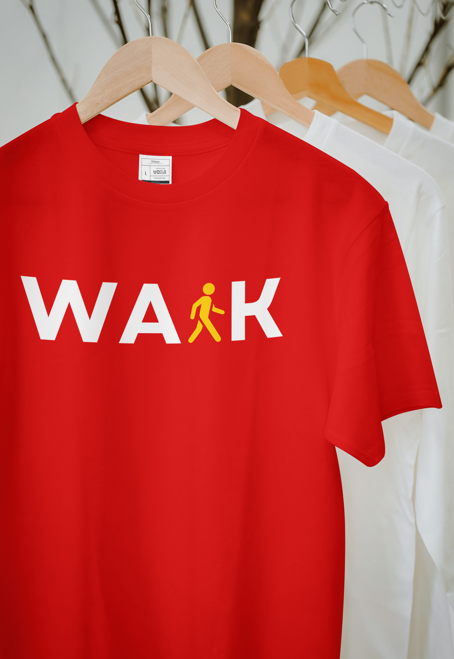 VEnhance T-Shirt Walk Graphic Print, Navy Blue, Cotton, Round Neck, Short Sleeve