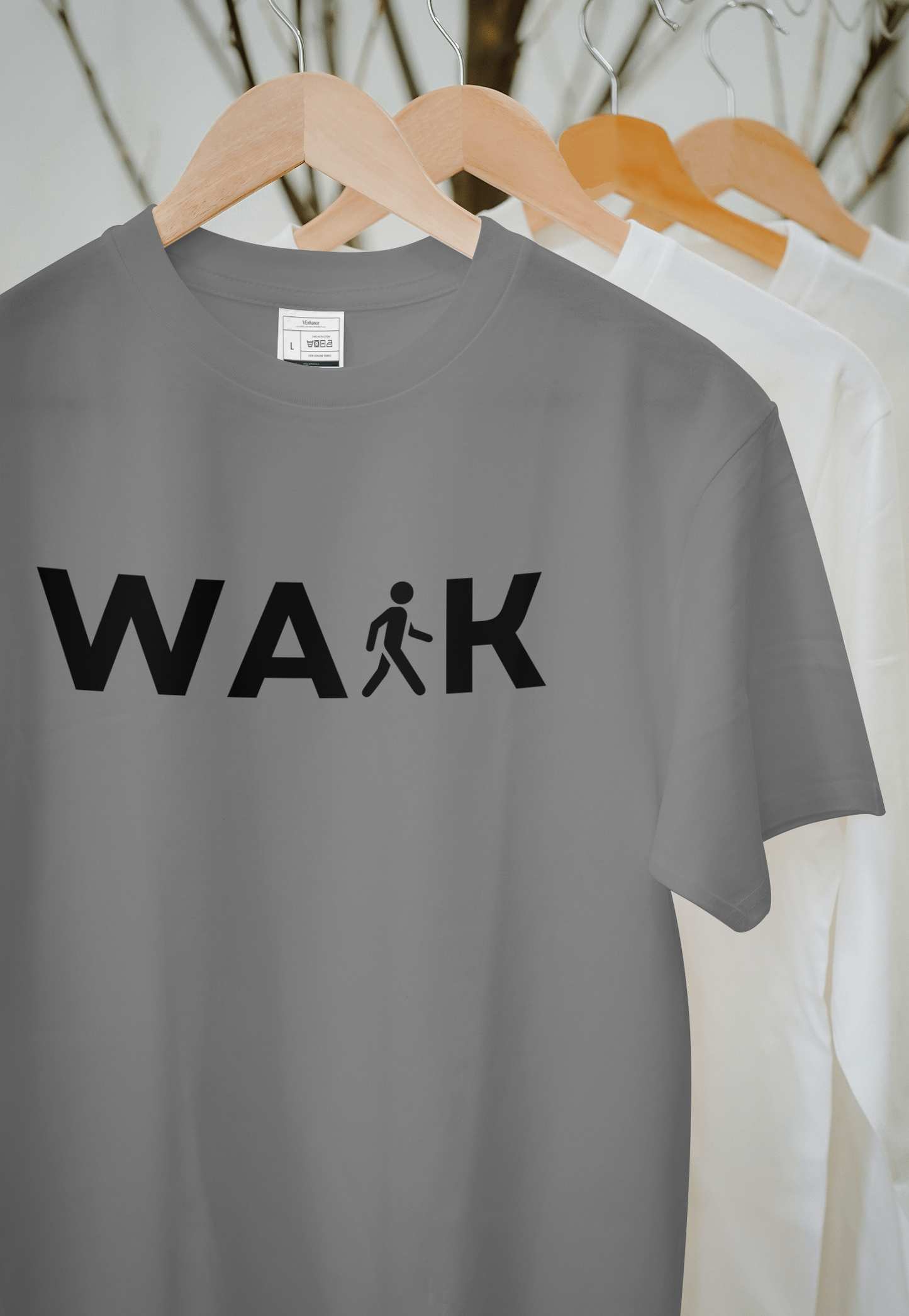 VEnhance T-Shirt, White Cotton, Short Sleeve, Casual Unisex Design