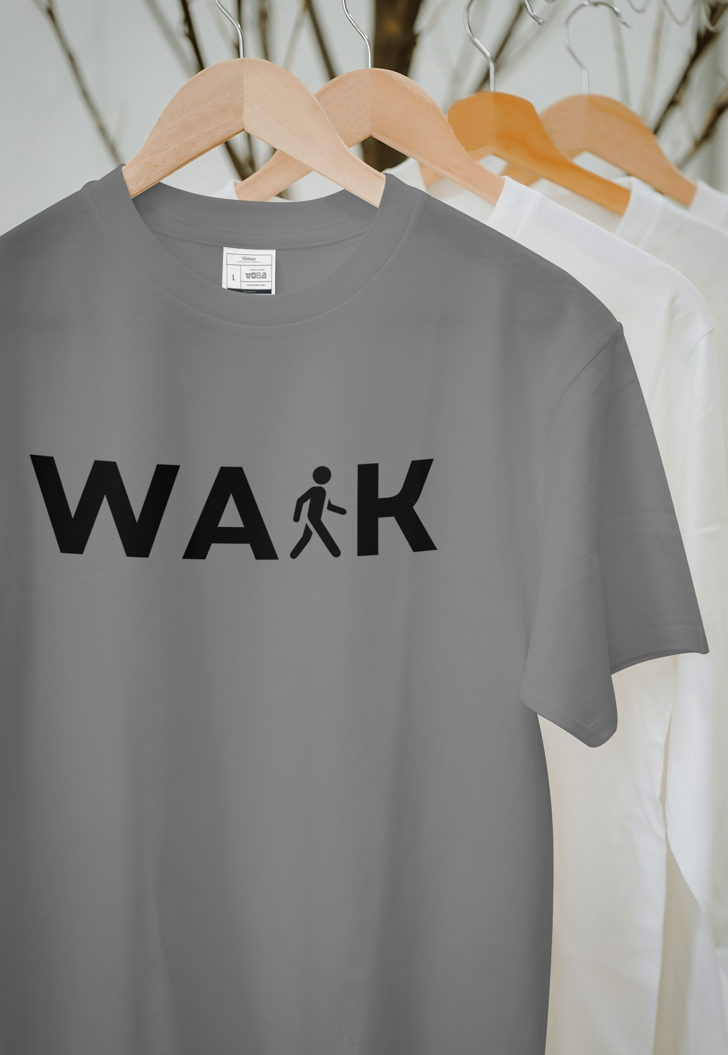 VEnhance T-Shirt, White Cotton, Short Sleeve, Casual Unisex Design