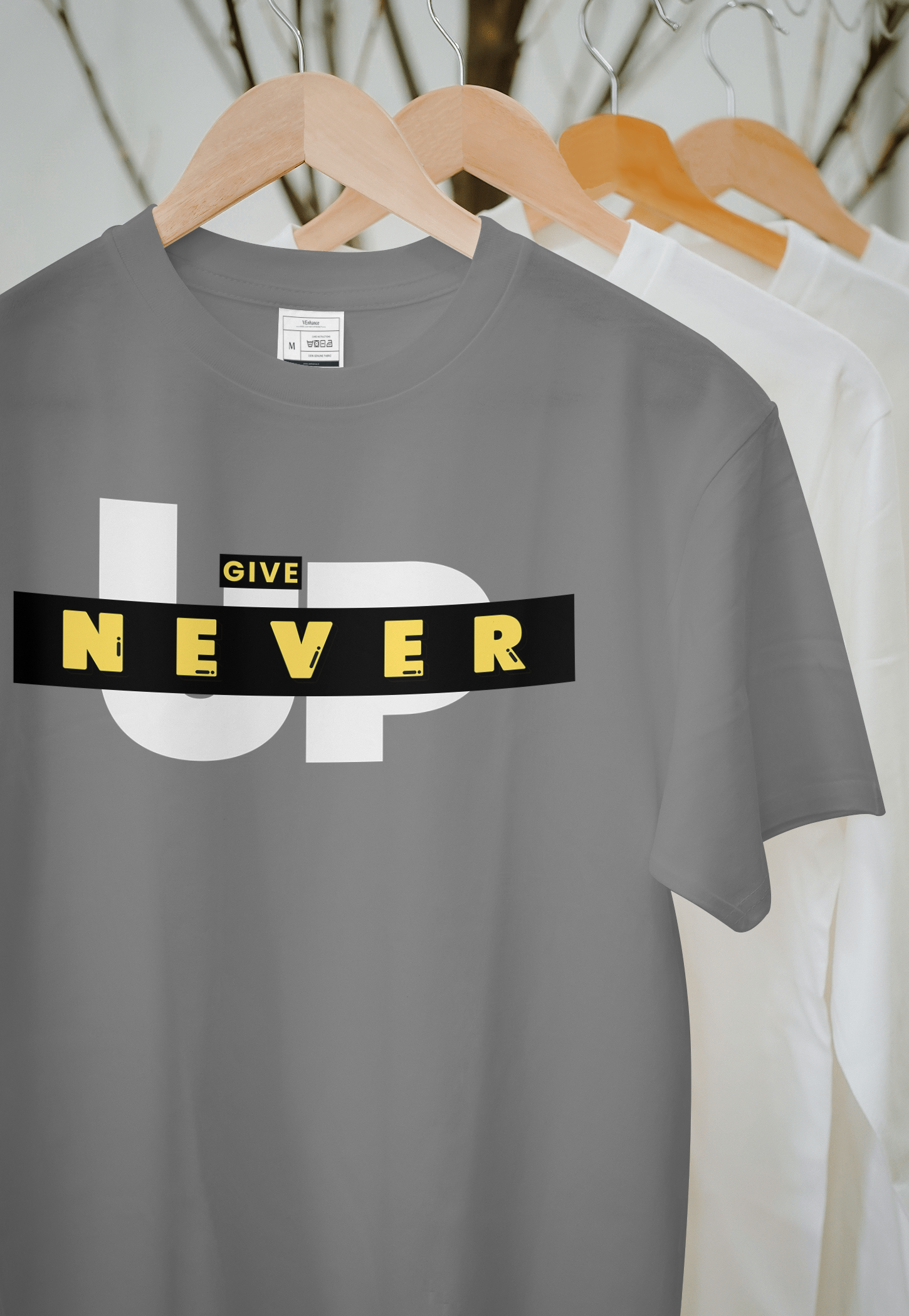 VEnhance Never Give Up Motivational T-Shirt