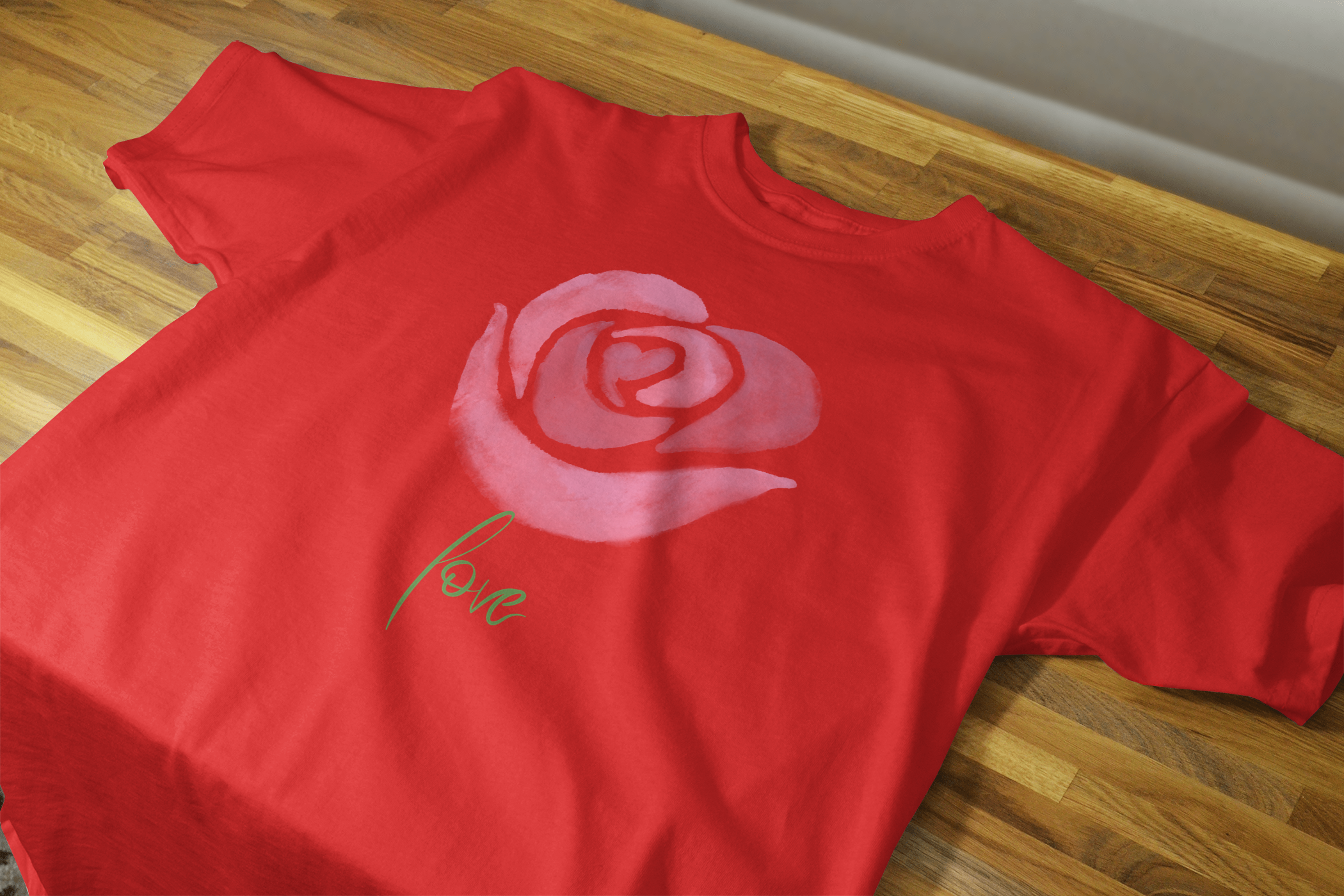 VEnhance Women's Watercolour Rose Print T-Shirt