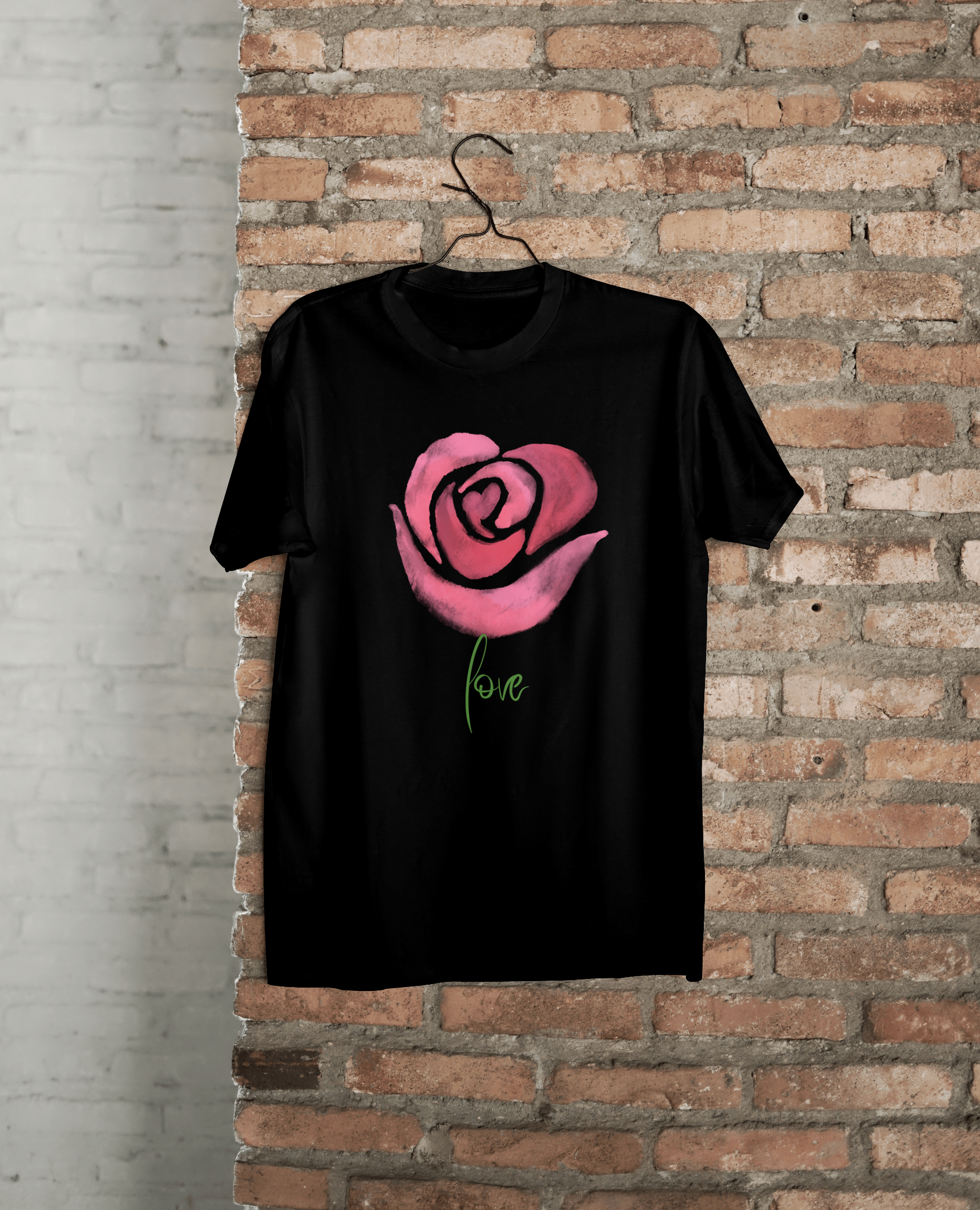 VEnhance Women's Watercolour Rose Print T-Shirt