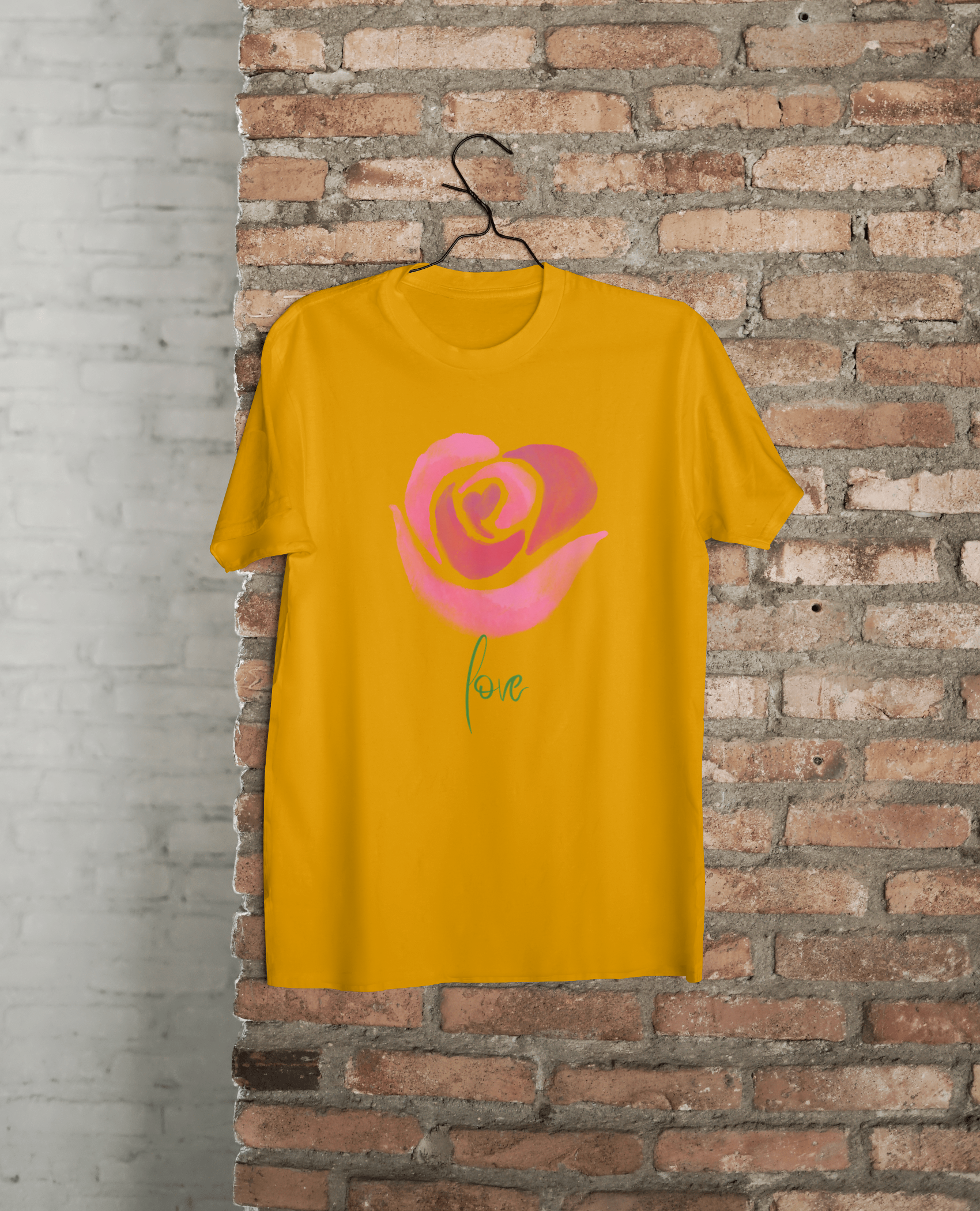 VEnhance Women's Watercolour Rose Print T-Shirt