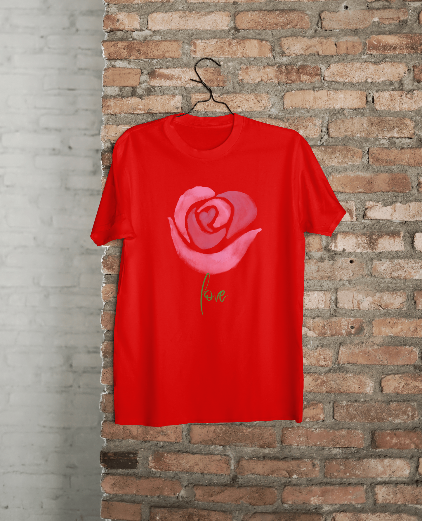 VEnhance Women's Watercolour Rose Print T-Shirt