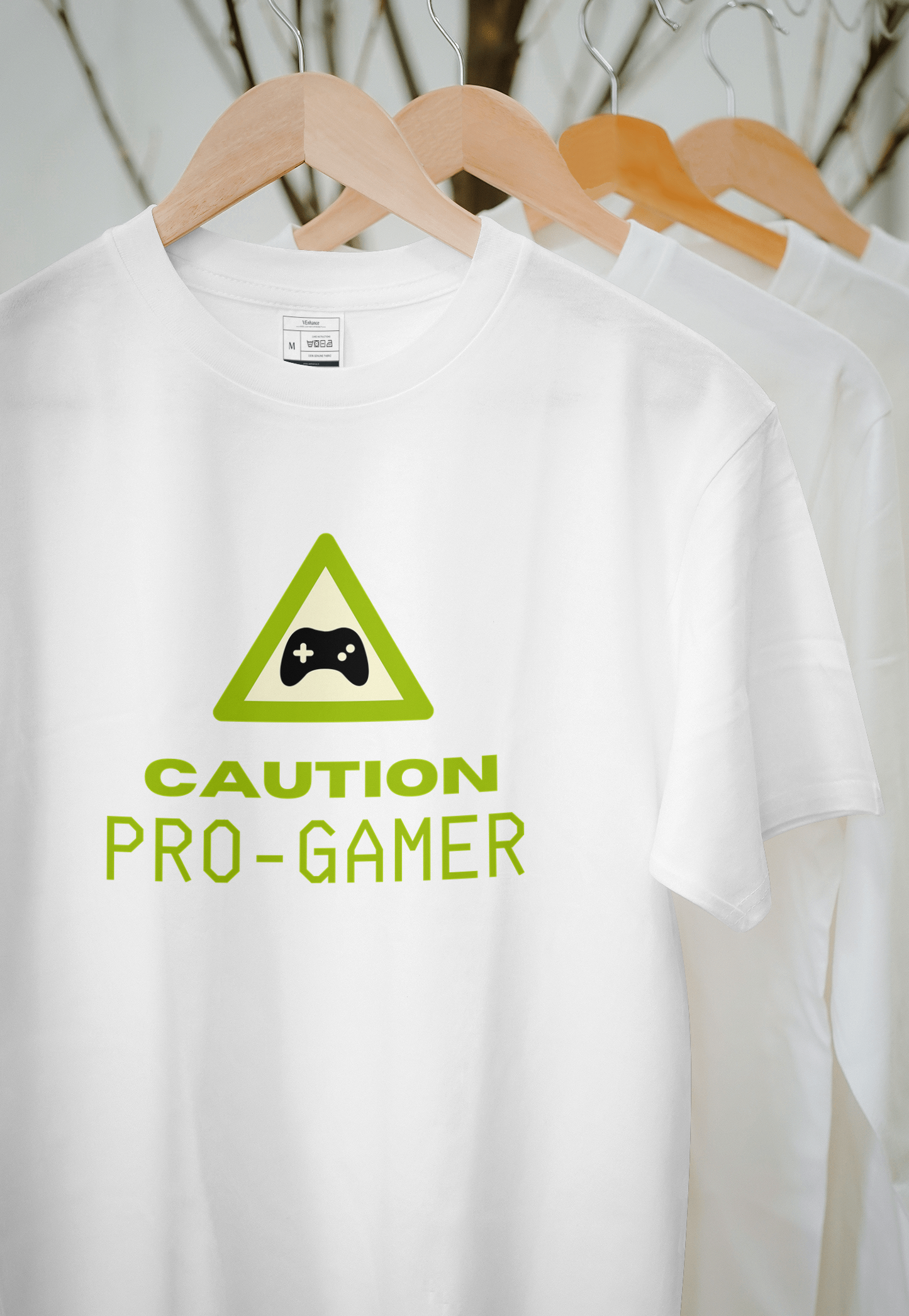 VEnhance Caution Pro-Gamer Graphic T-Shirt