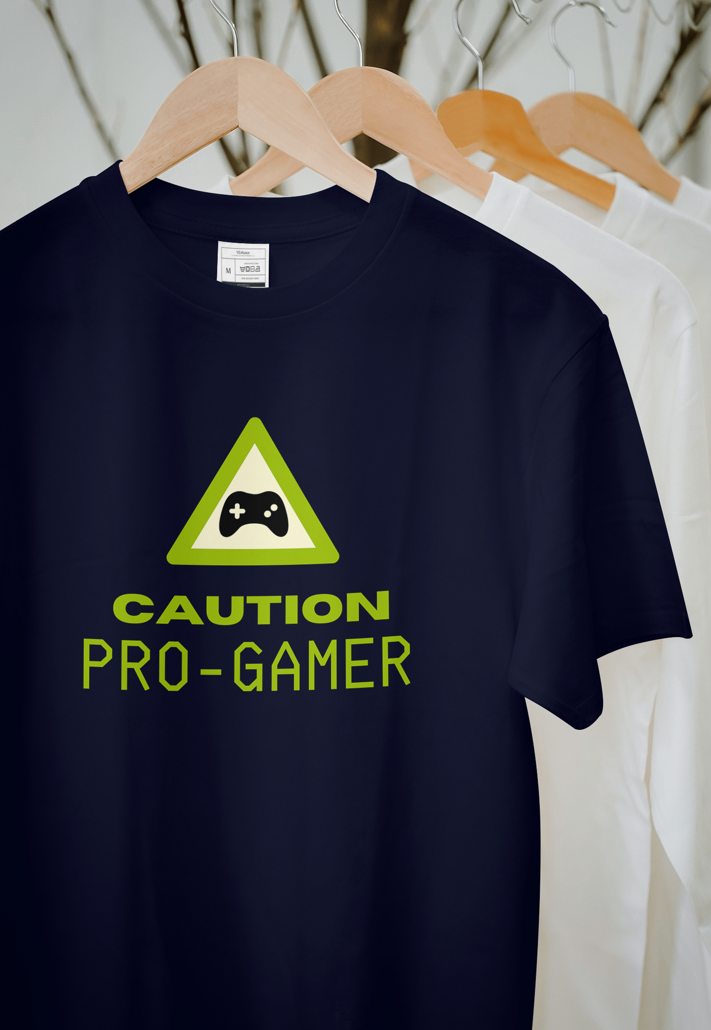 VEnhance Caution Pro-Gamer Graphic T-Shirt