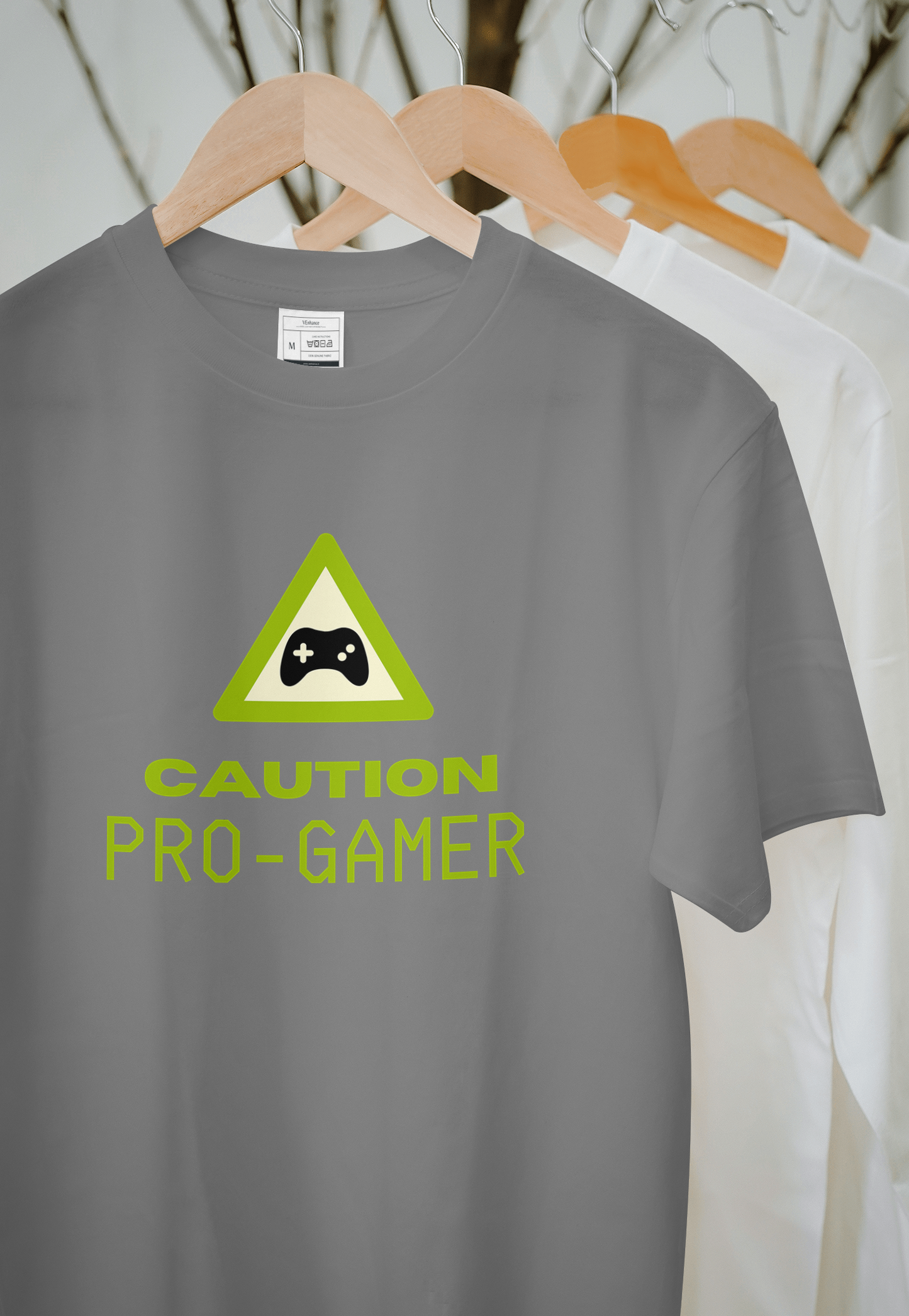 VEnhance Caution Pro-Gamer Graphic T-Shirt