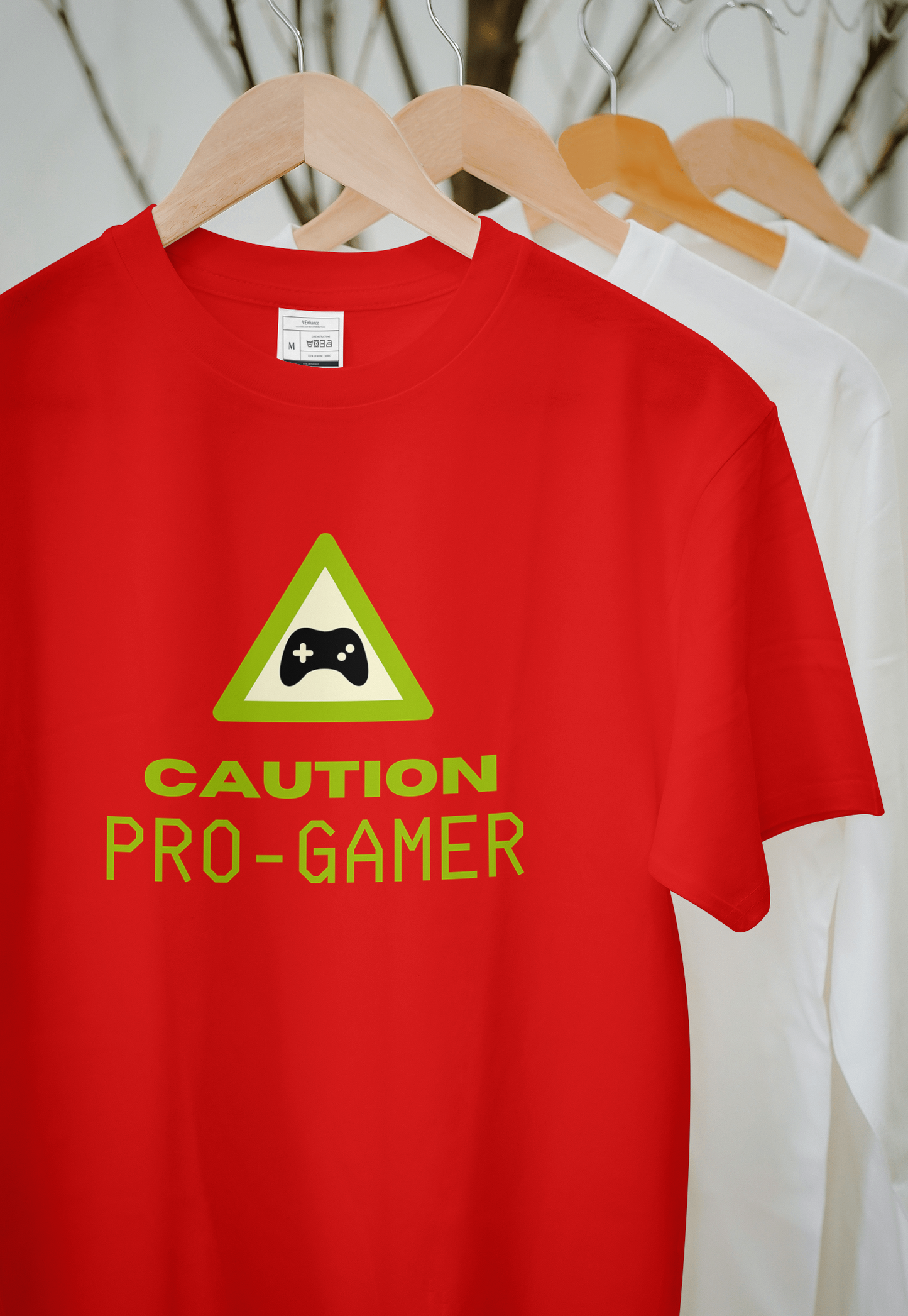 VEnhance Caution Pro-Gamer Graphic T-Shirt