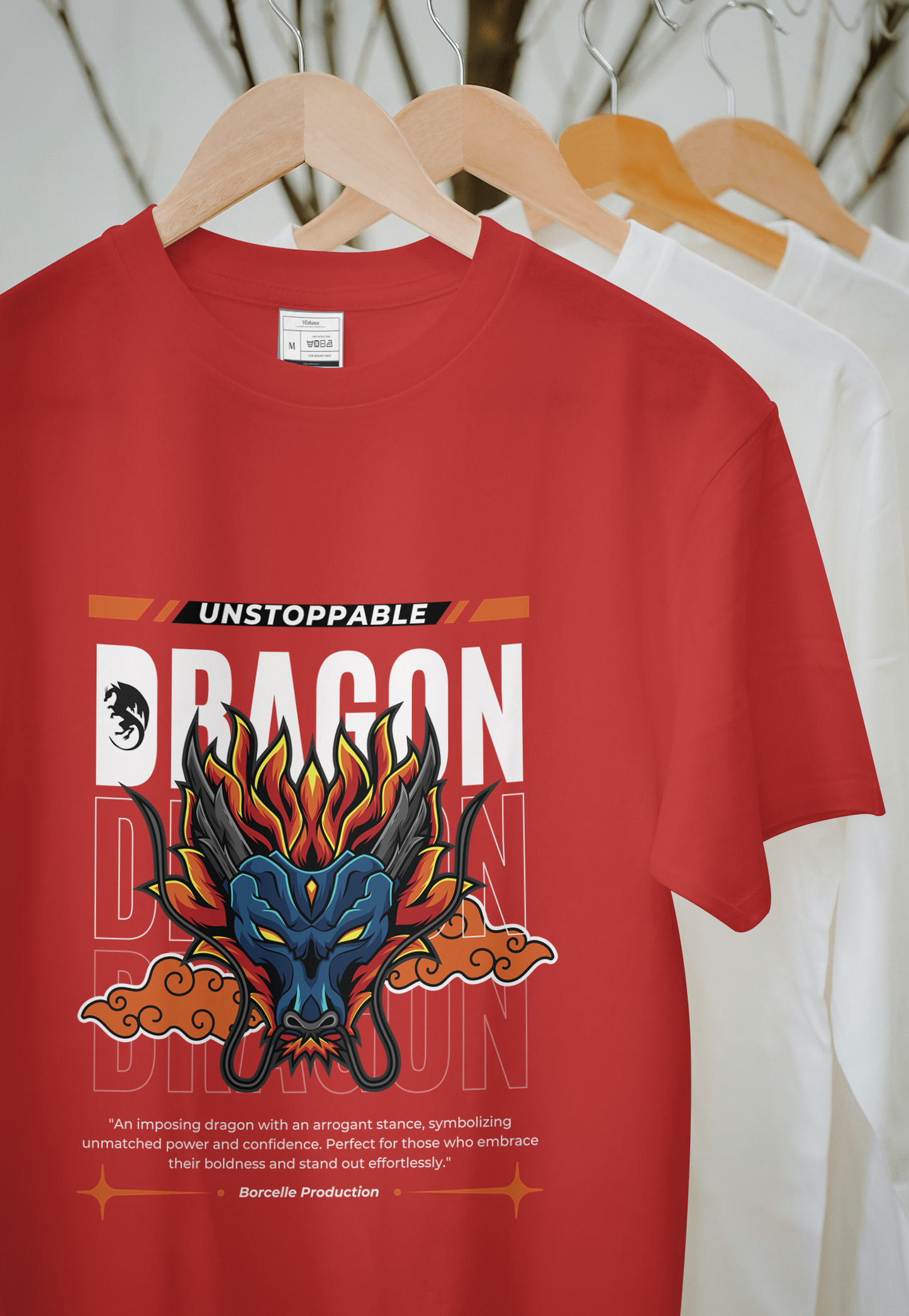 VEnhance Mens T-Shirt Unstoppable Dragon Graphic T-Shirt, Black Cotton, Streetwear Design Round Neck