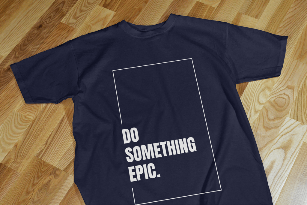 VEnhance Mens T-Shirt Motivational Graphic T-Shirt, Do Something Epic Print, Black, Cotton, Short Sleeve