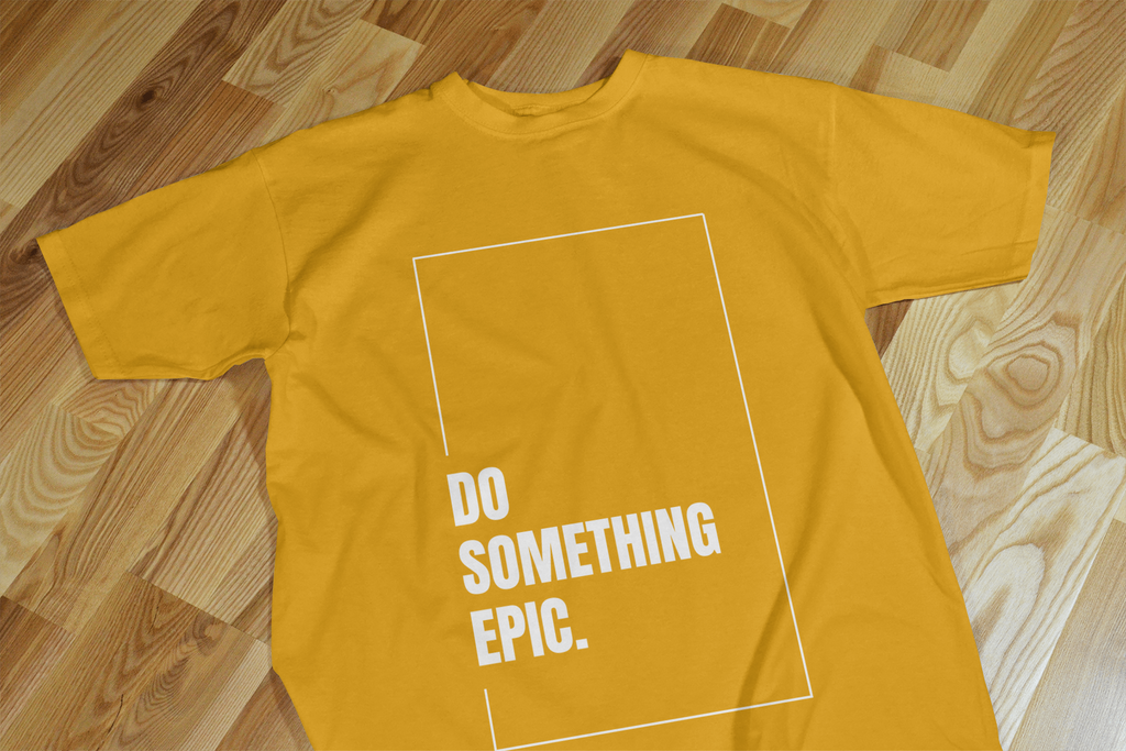 VEnhance Mens T-Shirt Motivational Graphic T-Shirt, Do Something Epic Print, Black, Cotton, Short Sleeve