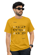 VEnhance Men's T-Shirt Anime Eyes Graphic T-Shirt, Japanese Characters Print, Red Cotton, Casual Wear