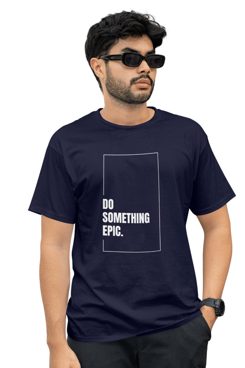 VEnhance Mens T-Shirt Motivational Graphic T-Shirt, Do Something Epic Print, Black, Cotton, Short Sleeve