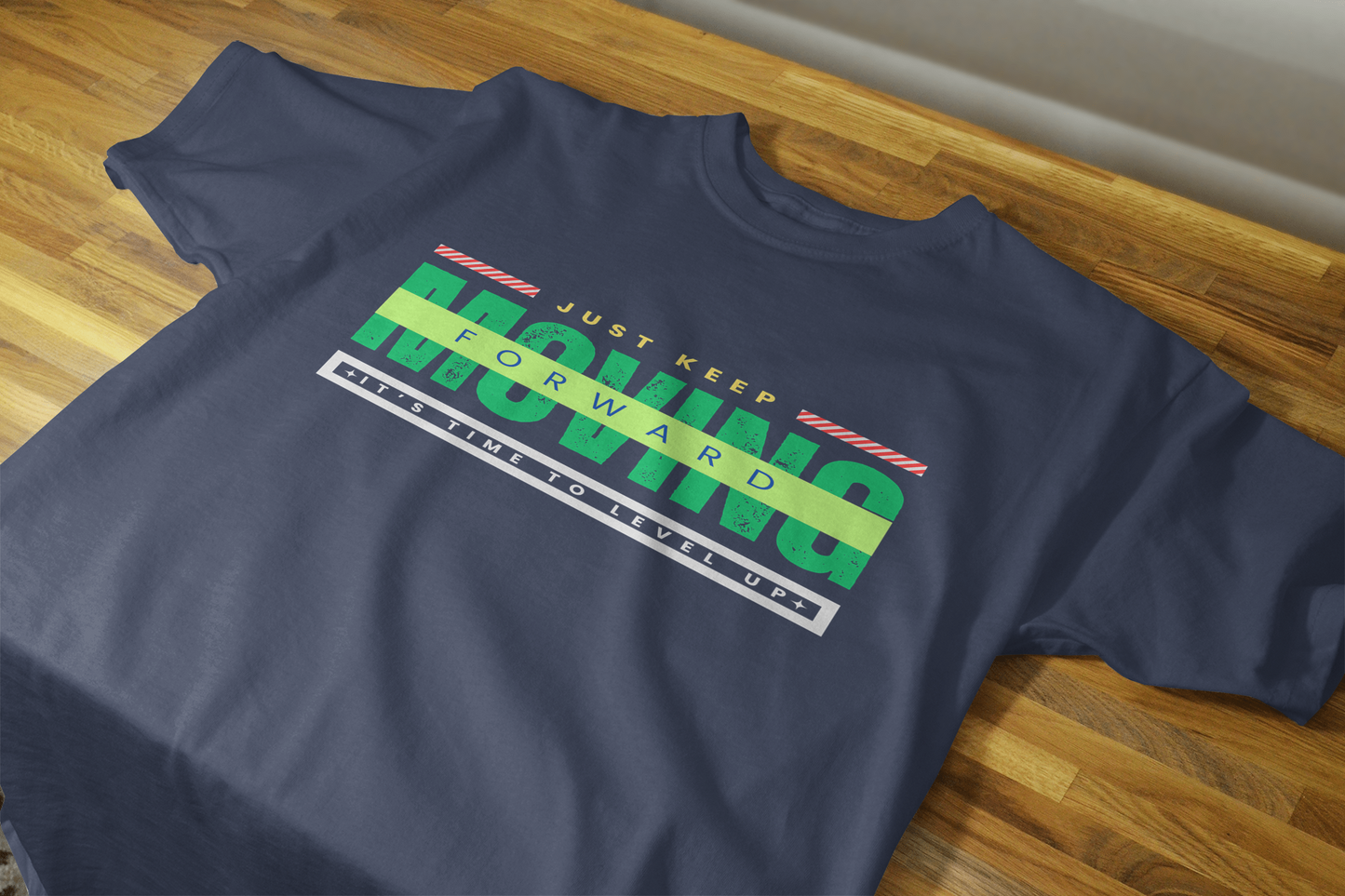 VEnhance Mens T-Shirt Motivational Graphic T-Shirt, Navy Blue, Just Keep Moving Forward Design for All Day Comfort Round Neck