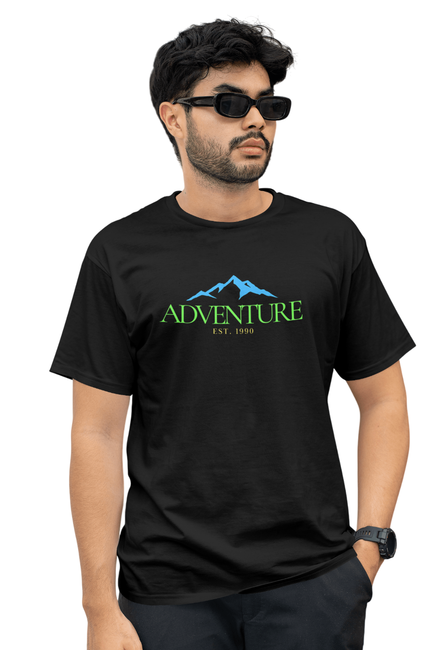VEnhance Mens T-Shirt Adventure Mountain Graphic T-Shirt, Cotton, Black, Est 1990 Design