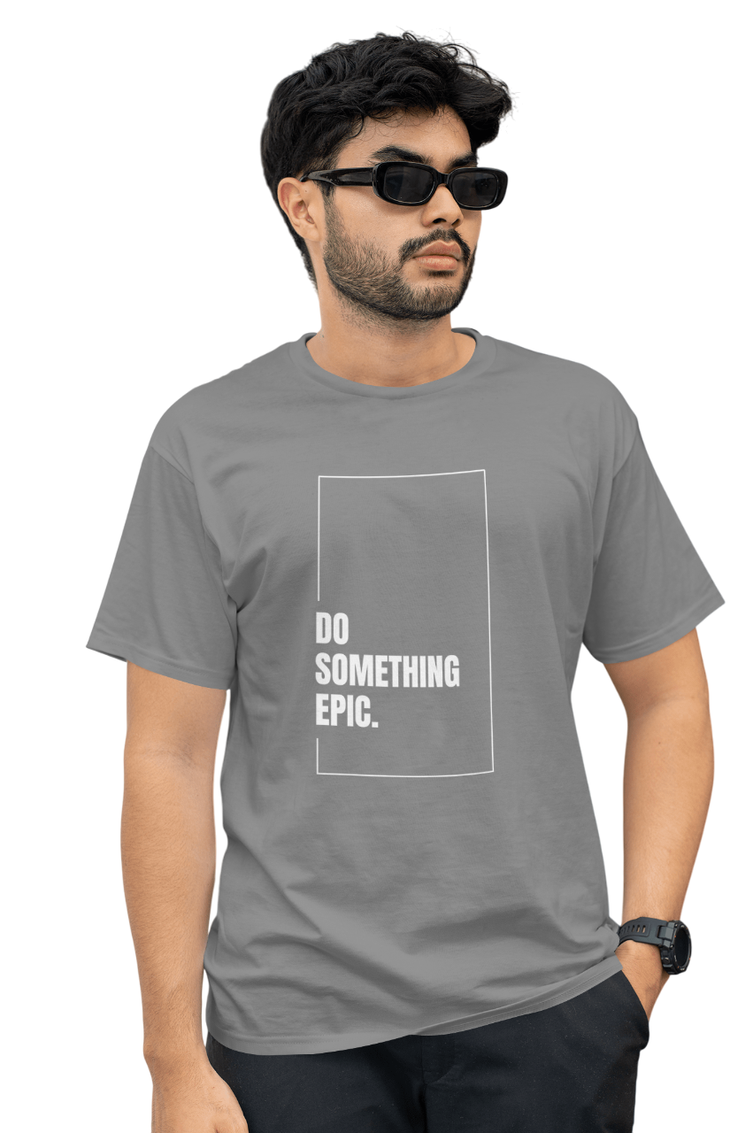 VEnhance Mens T-Shirt Motivational Graphic T-Shirt, Do Something Epic Print, Black, Cotton, Short Sleeve