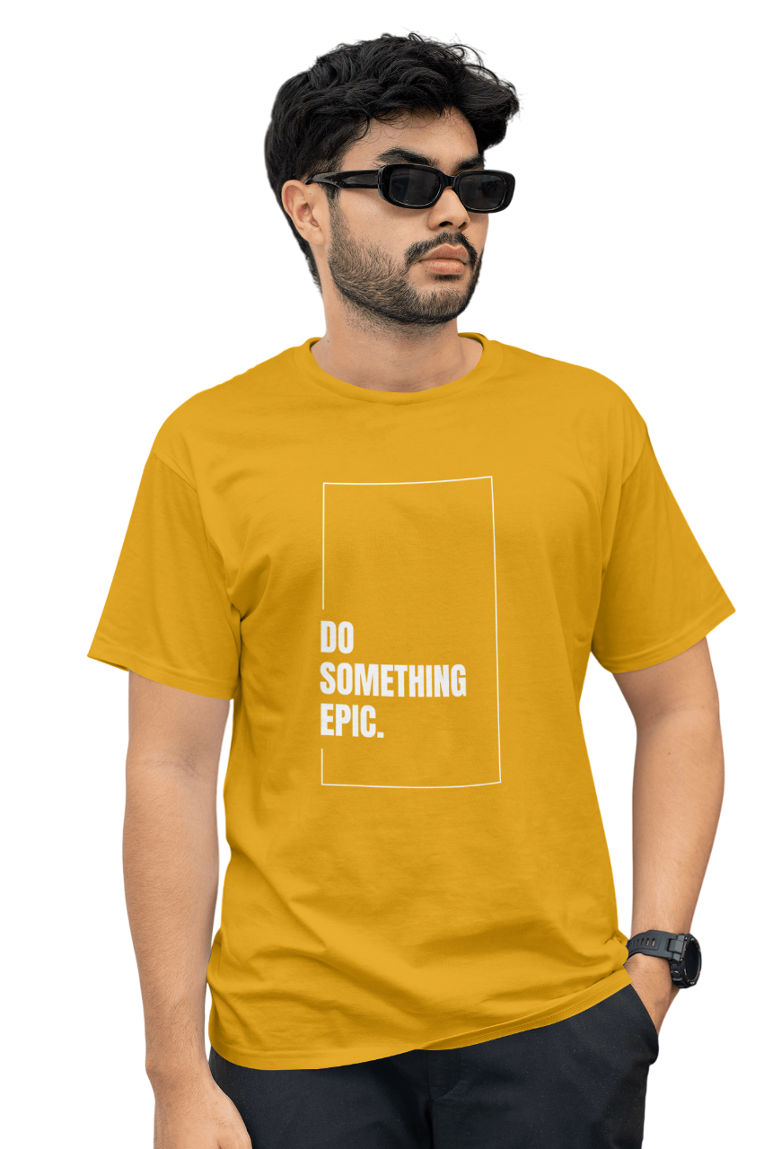 VEnhance Mens T-Shirt Motivational Graphic T-Shirt, Do Something Epic Print, Black, Cotton, Short Sleeve