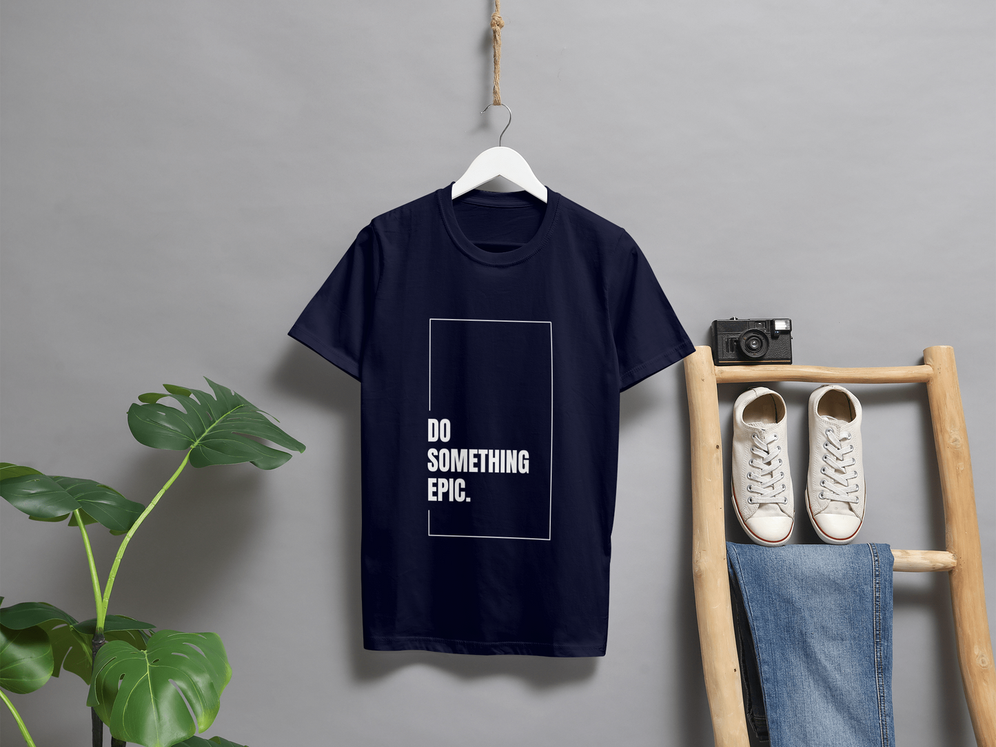 VEnhance Mens T-Shirt Motivational Graphic T-Shirt, Do Something Epic Print, Black, Cotton, Short Sleeve
