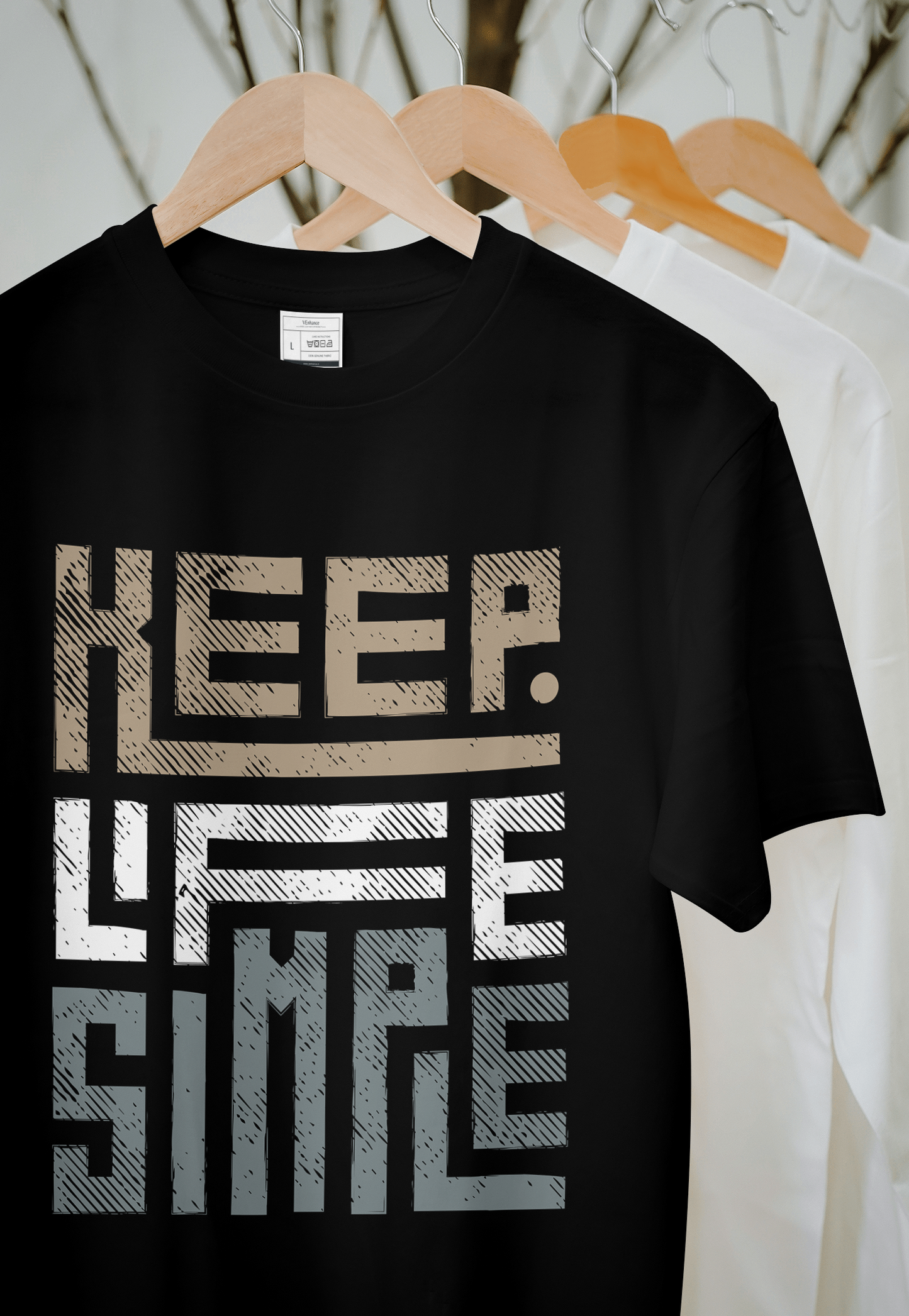 VEnhance Men's T-Shirt, Black Cotton, Graphic Print Design