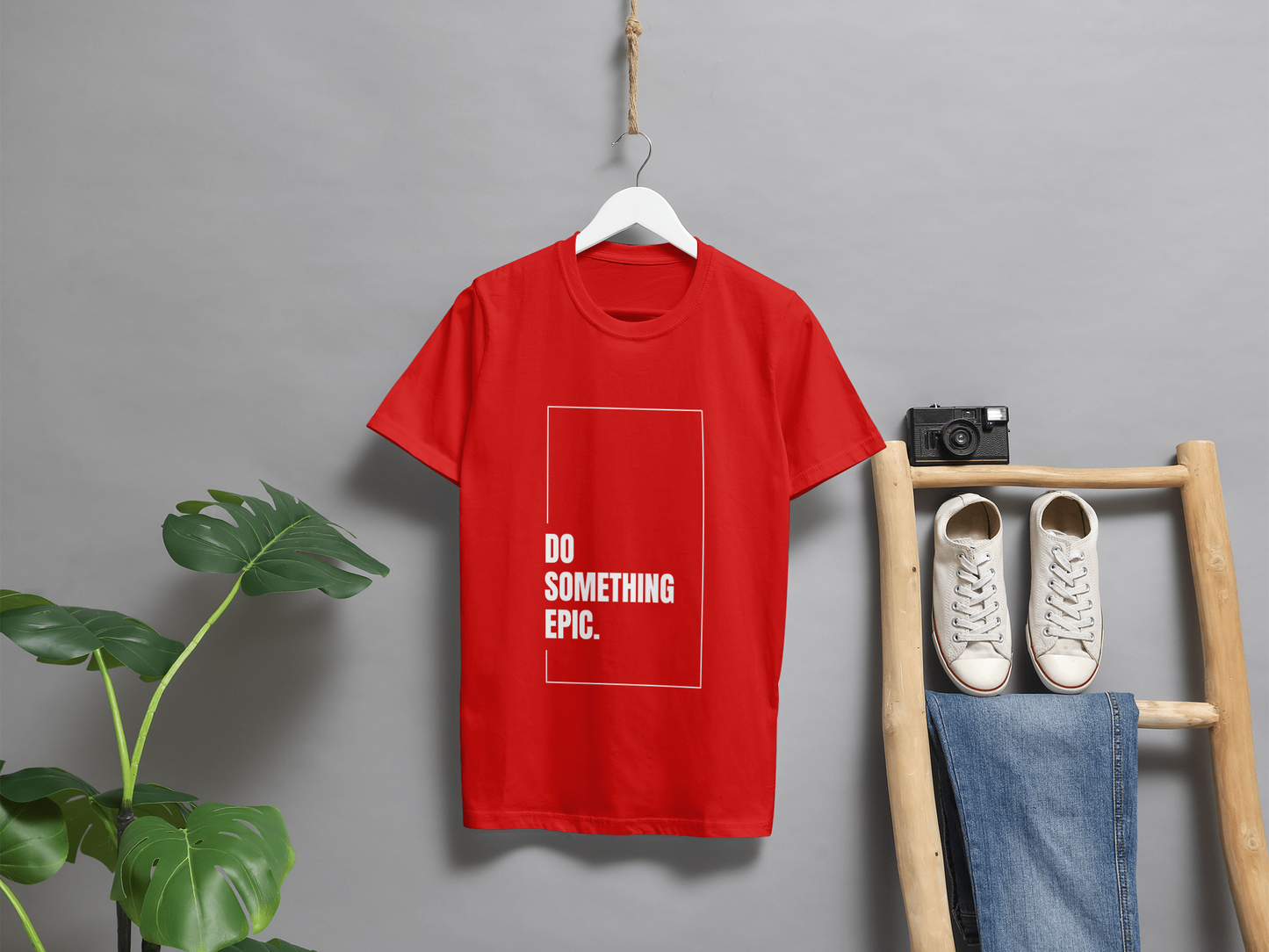 VEnhance Mens T-Shirt Motivational Graphic T-Shirt, Do Something Epic Print, Black, Cotton, Short Sleeve