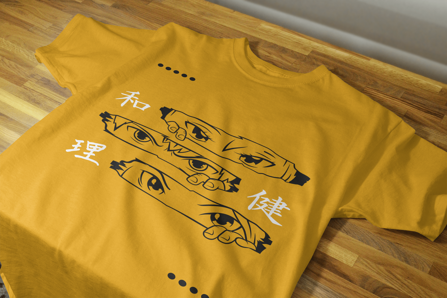 VEnhance Men's T-Shirt Anime Eyes Graphic T-Shirt, Japanese Characters Print, Red Cotton, Casual Wear