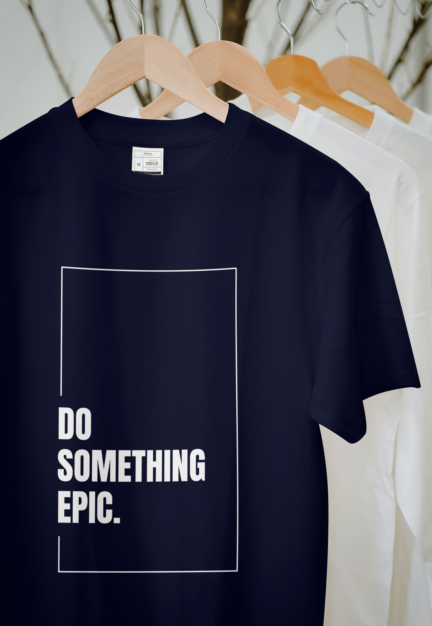 VEnhance Mens T-Shirt Motivational Graphic T-Shirt, Do Something Epic Print, Black, Cotton, Short Sleeve