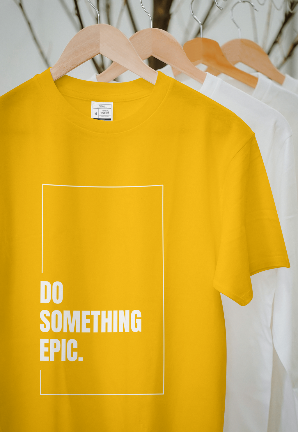 VEnhance Mens T-Shirt Motivational Graphic T-Shirt, Do Something Epic Print, Black, Cotton, Short Sleeve