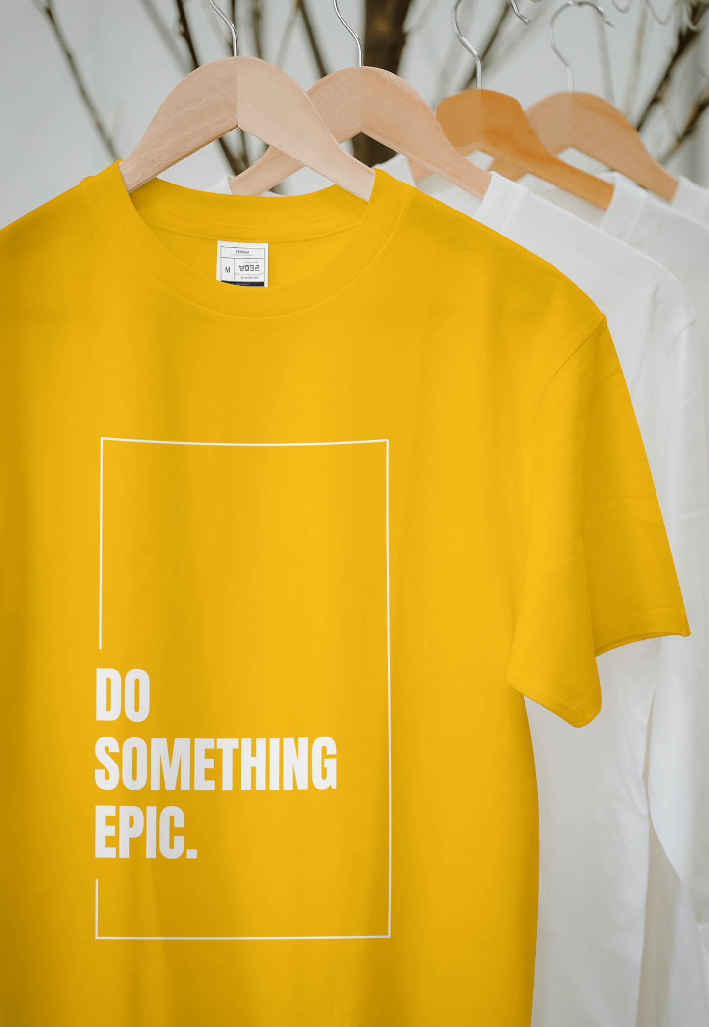 VEnhance Mens T-Shirt Motivational Graphic T-Shirt, Do Something Epic Print, Black, Cotton, Short Sleeve