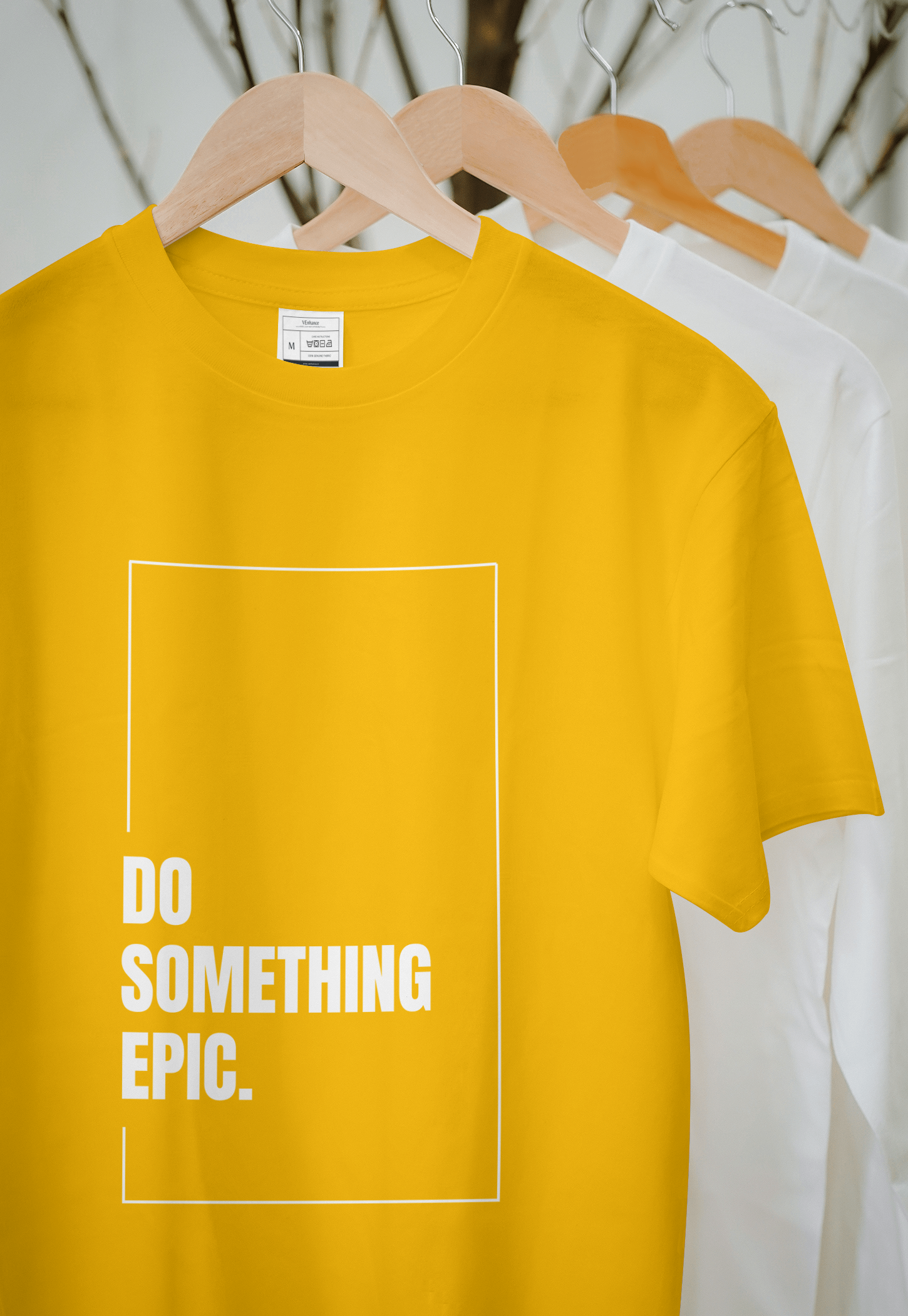 VEnhance Mens T-Shirt Motivational Graphic T-Shirt, Do Something Epic Print, Black, Cotton, Short Sleeve