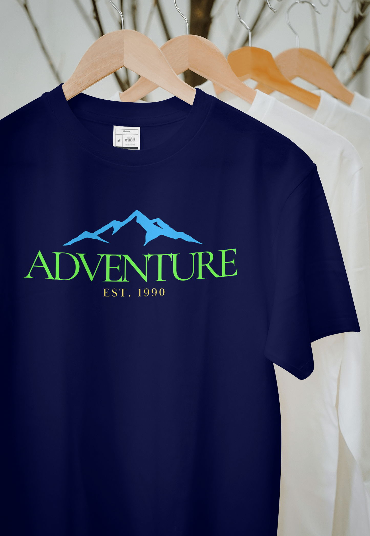 VEnhance Mens T-Shirt Adventure Mountain Graphic T-Shirt, Cotton, Black, Est 1990 Design