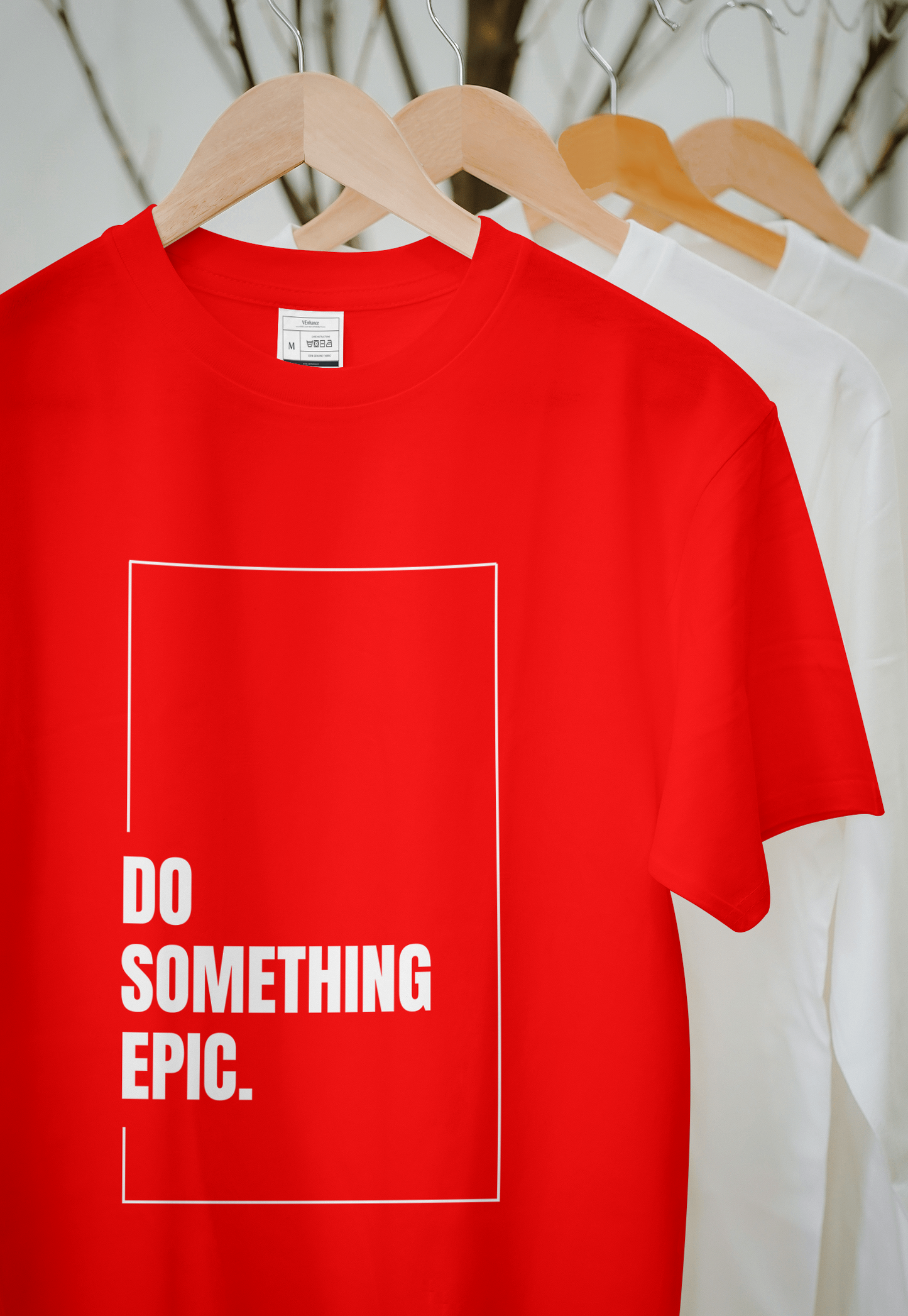 VEnhance Mens T-Shirt Motivational Graphic T-Shirt, Do Something Epic Print, Black, Cotton, Short Sleeve