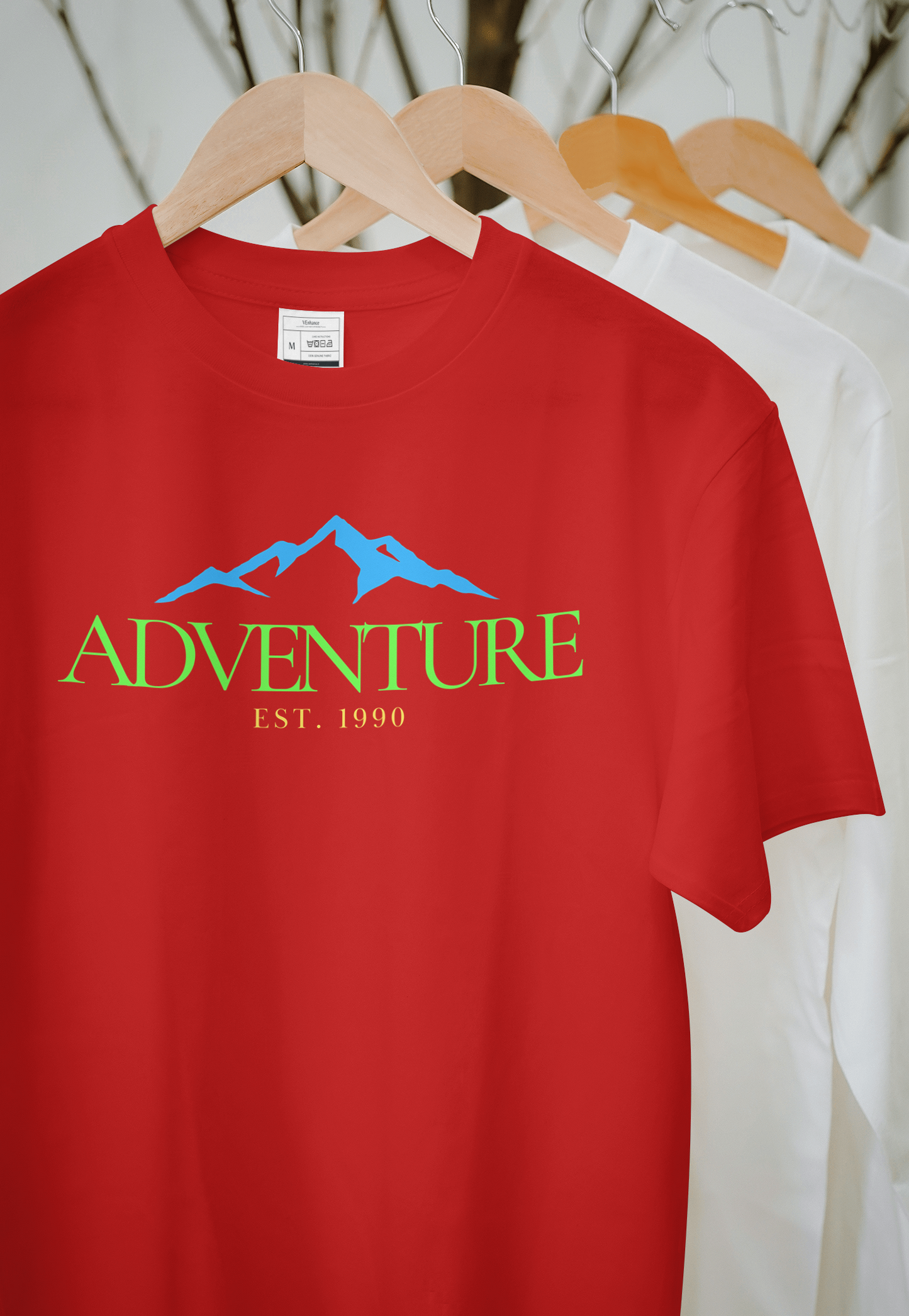VEnhance Mens T-Shirt Adventure Mountain Graphic T-Shirt, Cotton, Black, Est 1990 Design