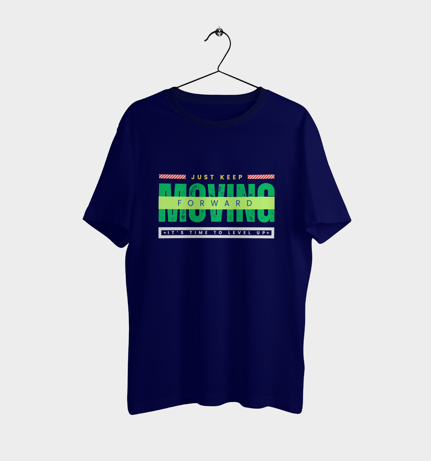 VEnhance Mens T-Shirt Motivational Graphic T-Shirt, Navy Blue, Just Keep Moving Forward Design for All Day Comfort Round Neck
