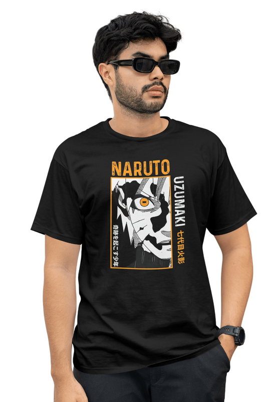 VEnhance Naruto Uzumaki Anime Character Graphic T-Shirt, Black, Cotton, Japanese Manga Design